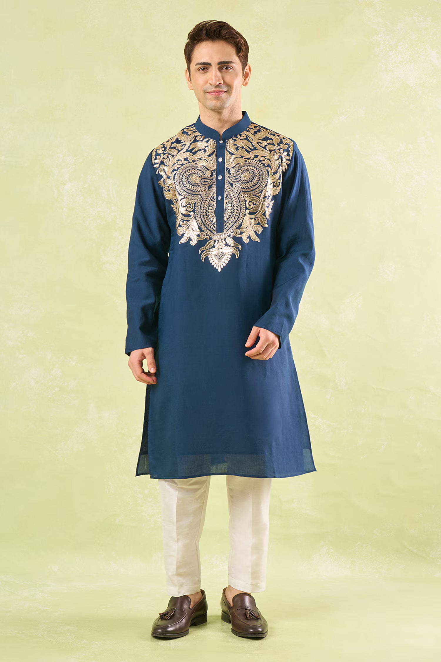 Navy Blue Embroidered Kurta Set