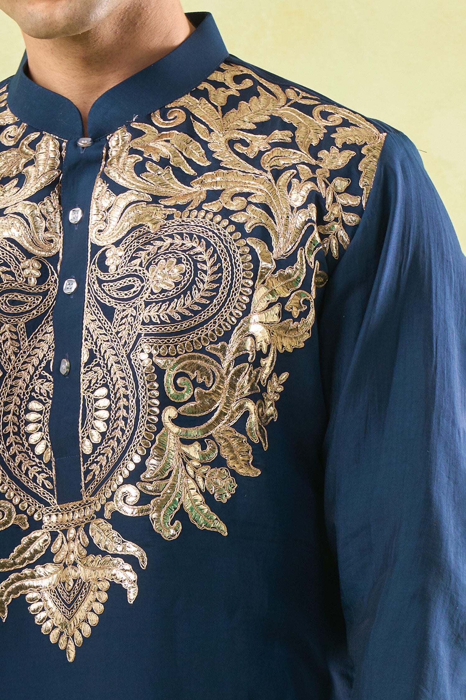 Navy Blue Embroidered Kurta Set