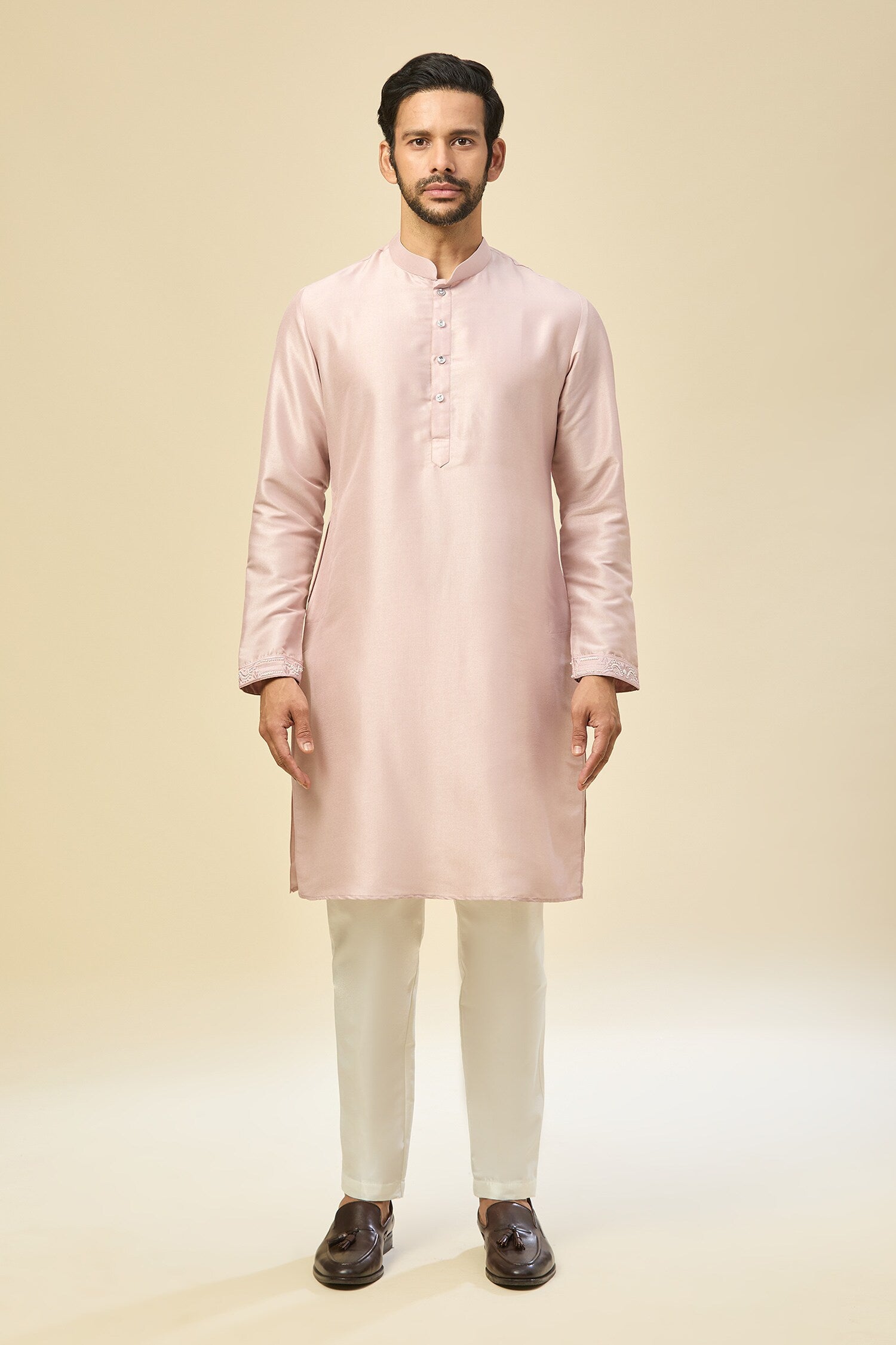 Baby Pink Embroidered Kurta-Jacket Set