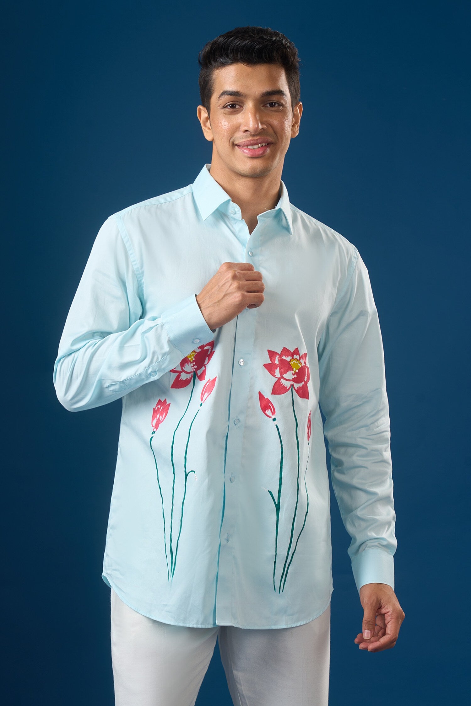 Sky Blue Floral Shirt