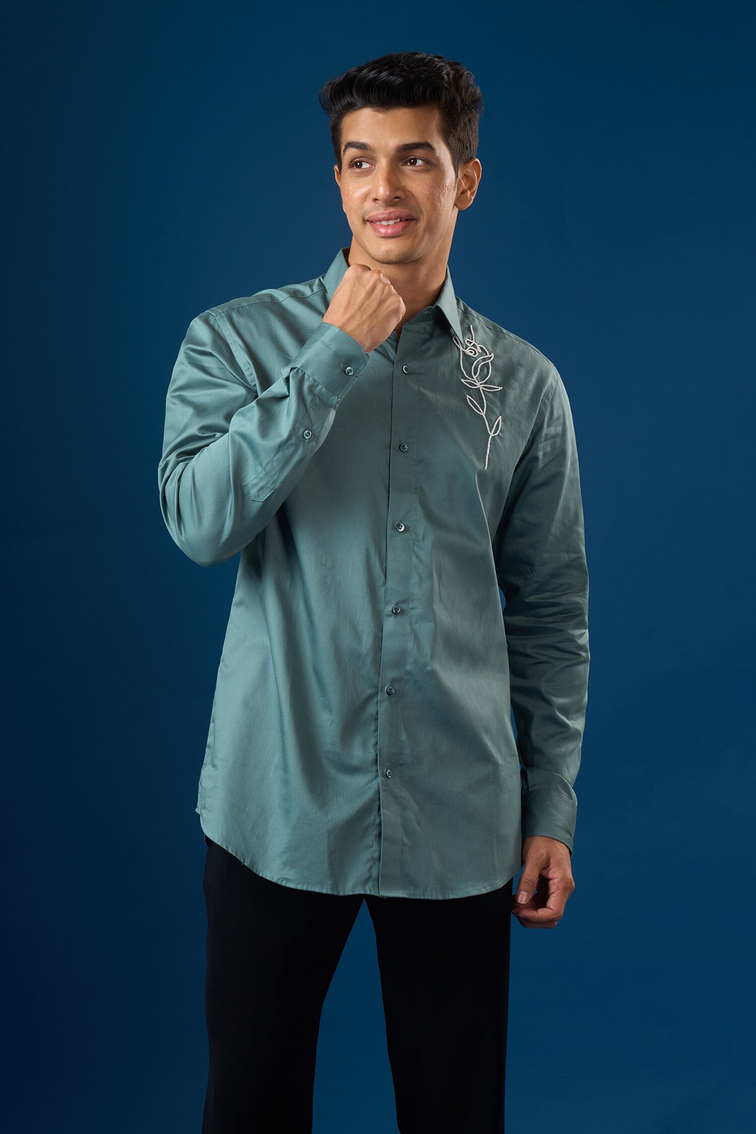 Rama Green Rose Shirt