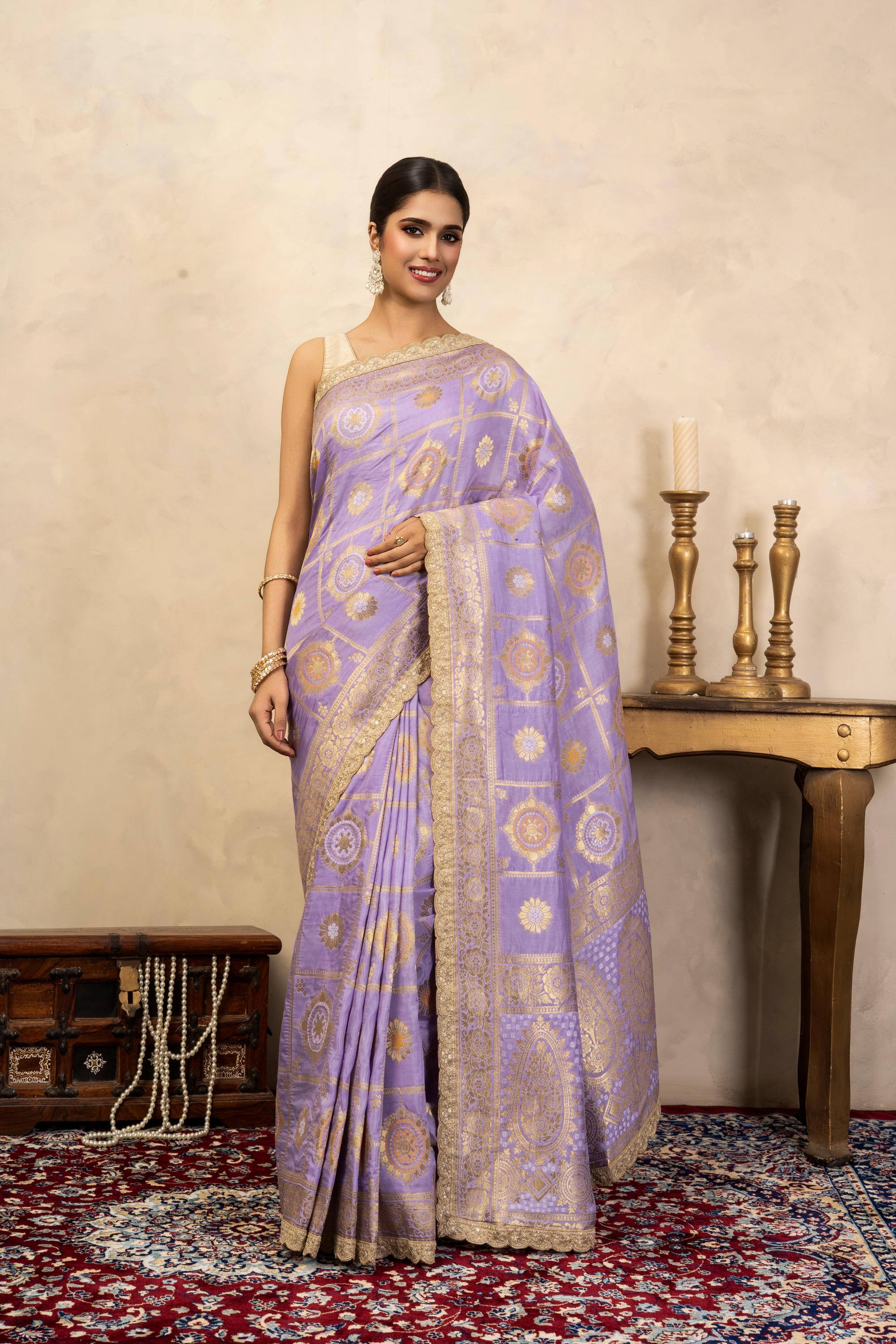 Light Lavender Pure Silk Banarasi Patola Handloom Saree