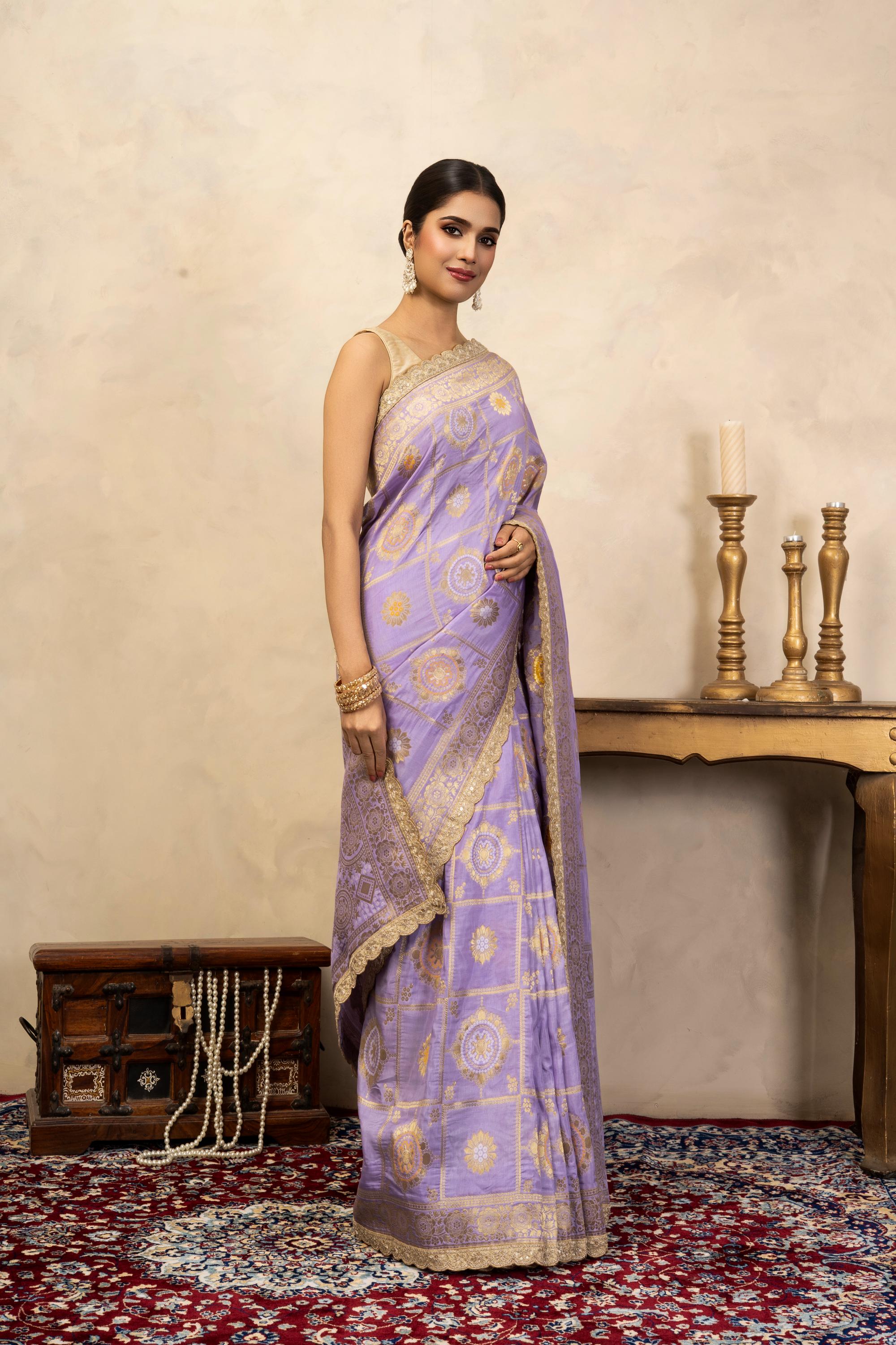 Light Lavender Pure Silk Banarasi Patola Handloom Saree
