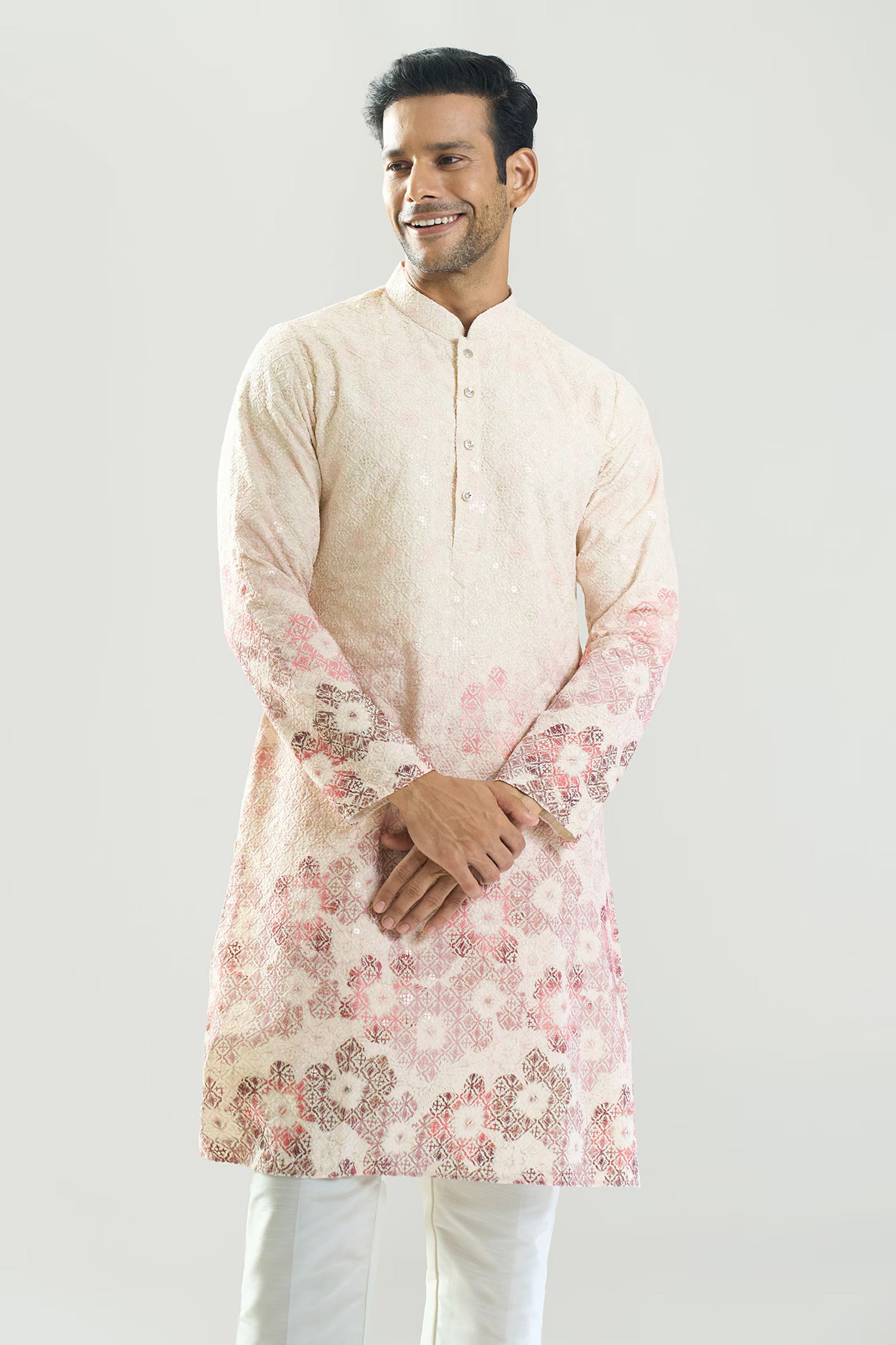 Off White Embroidered Kurta Set