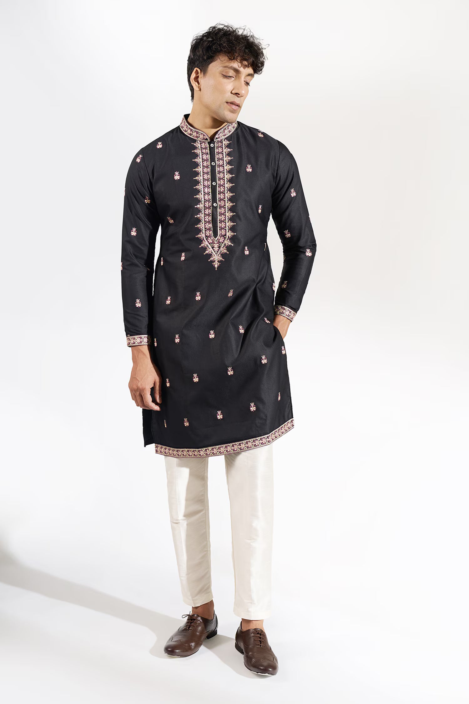 Black Embroidered Kurta Set