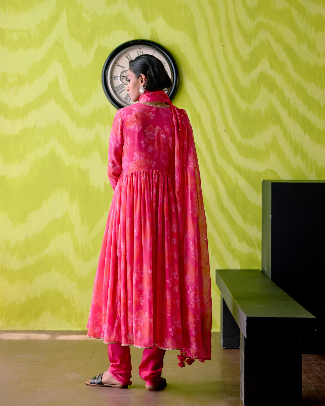 Fuchsia Pink Gather Anarkali Set