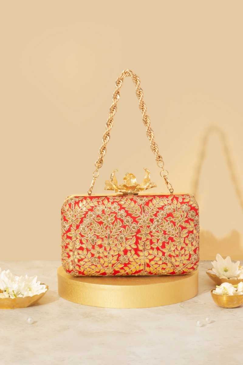 Vanya Clutch - Red & Gold