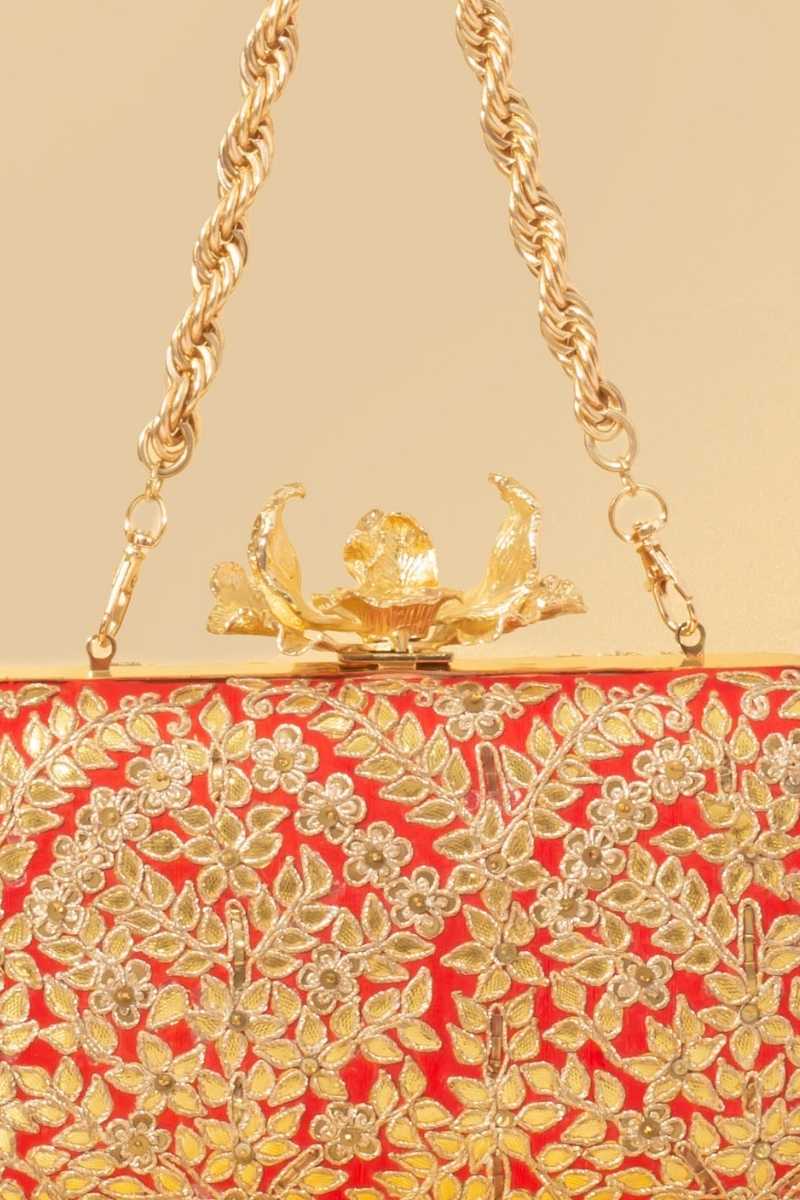 Vanya Clutch - Red & Gold