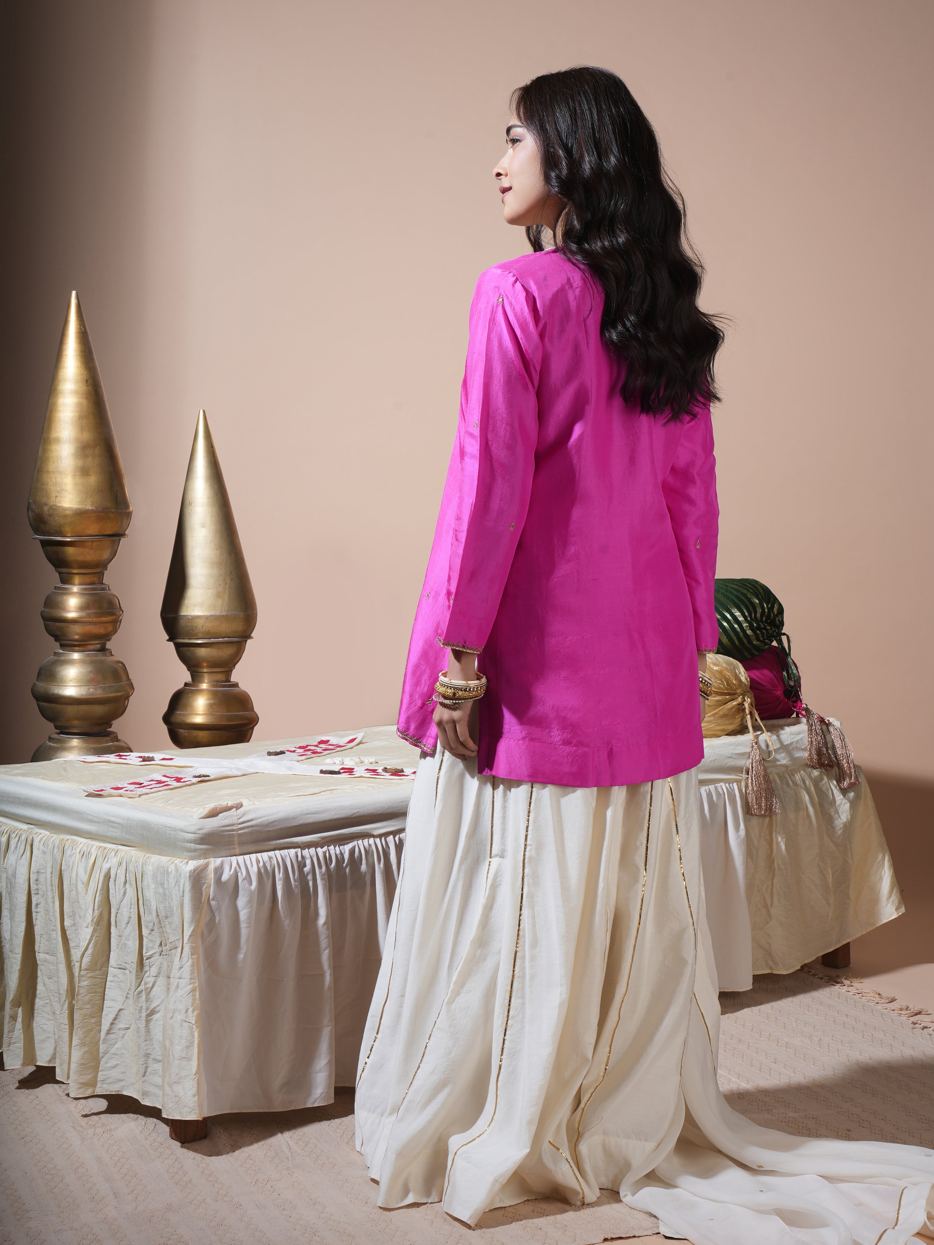 Pink Keri Short Kurta Palazzo Set