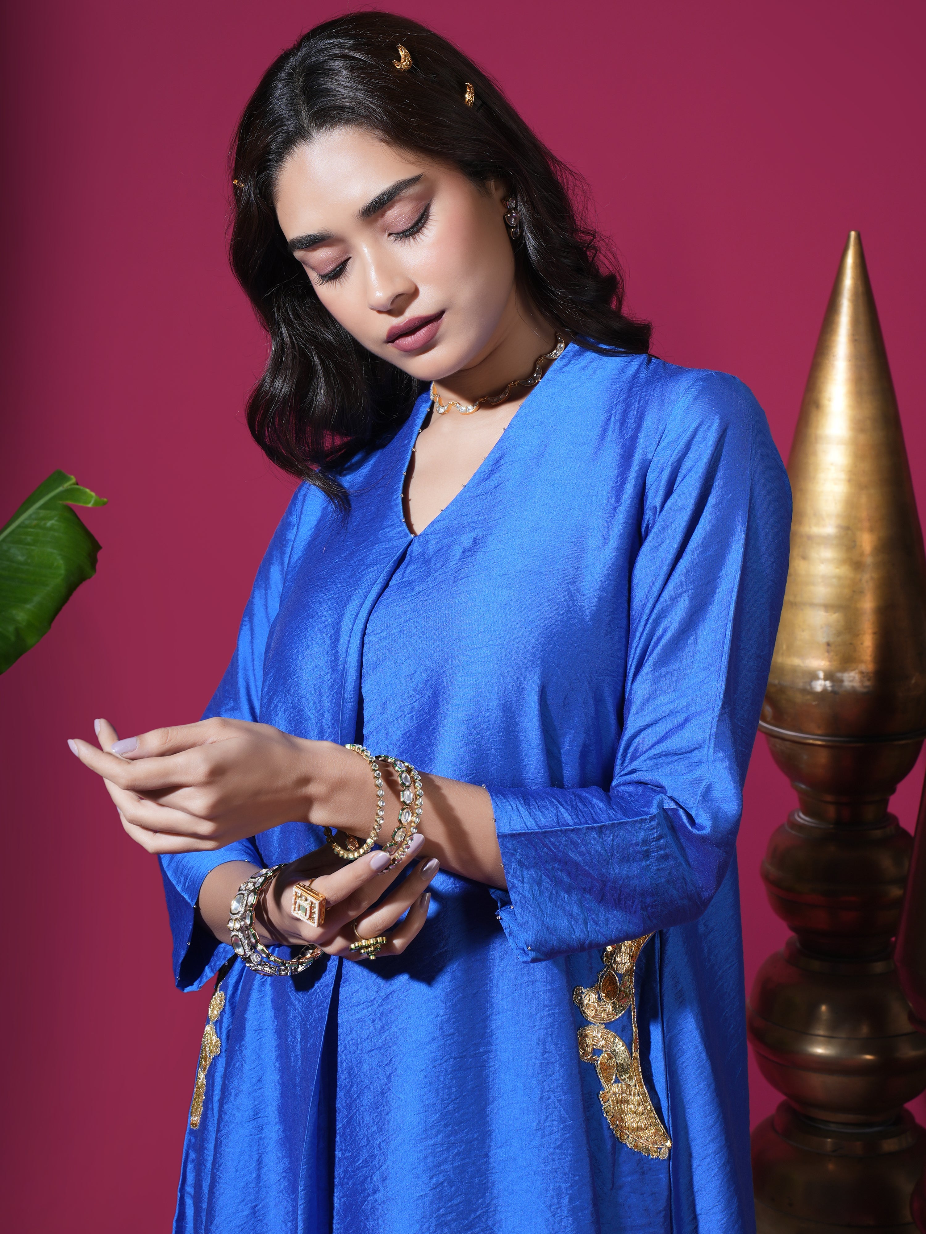 Royal Blue Mor Pocket Kurta Set