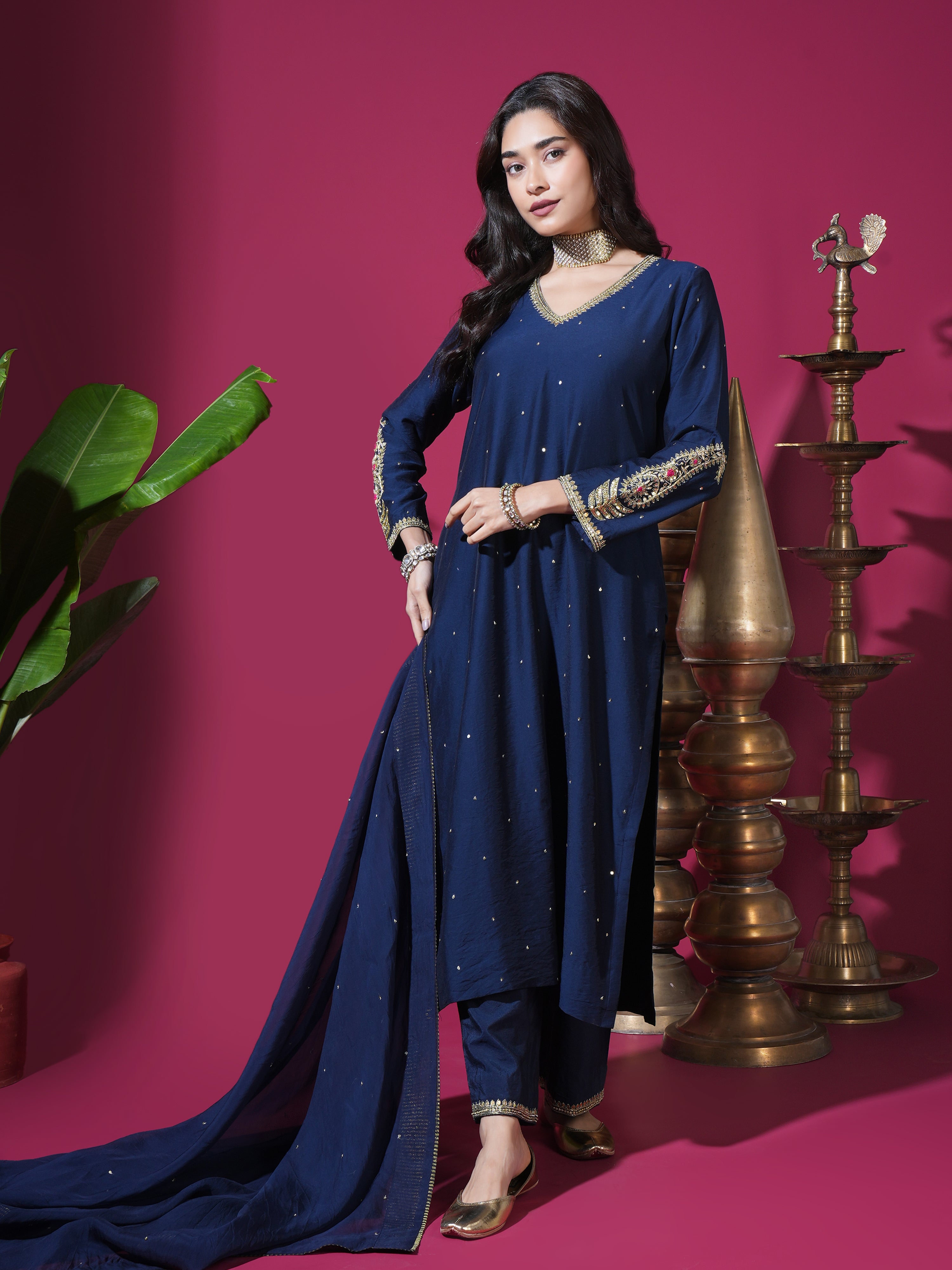 Navy Blue Keri Long Kurta Set