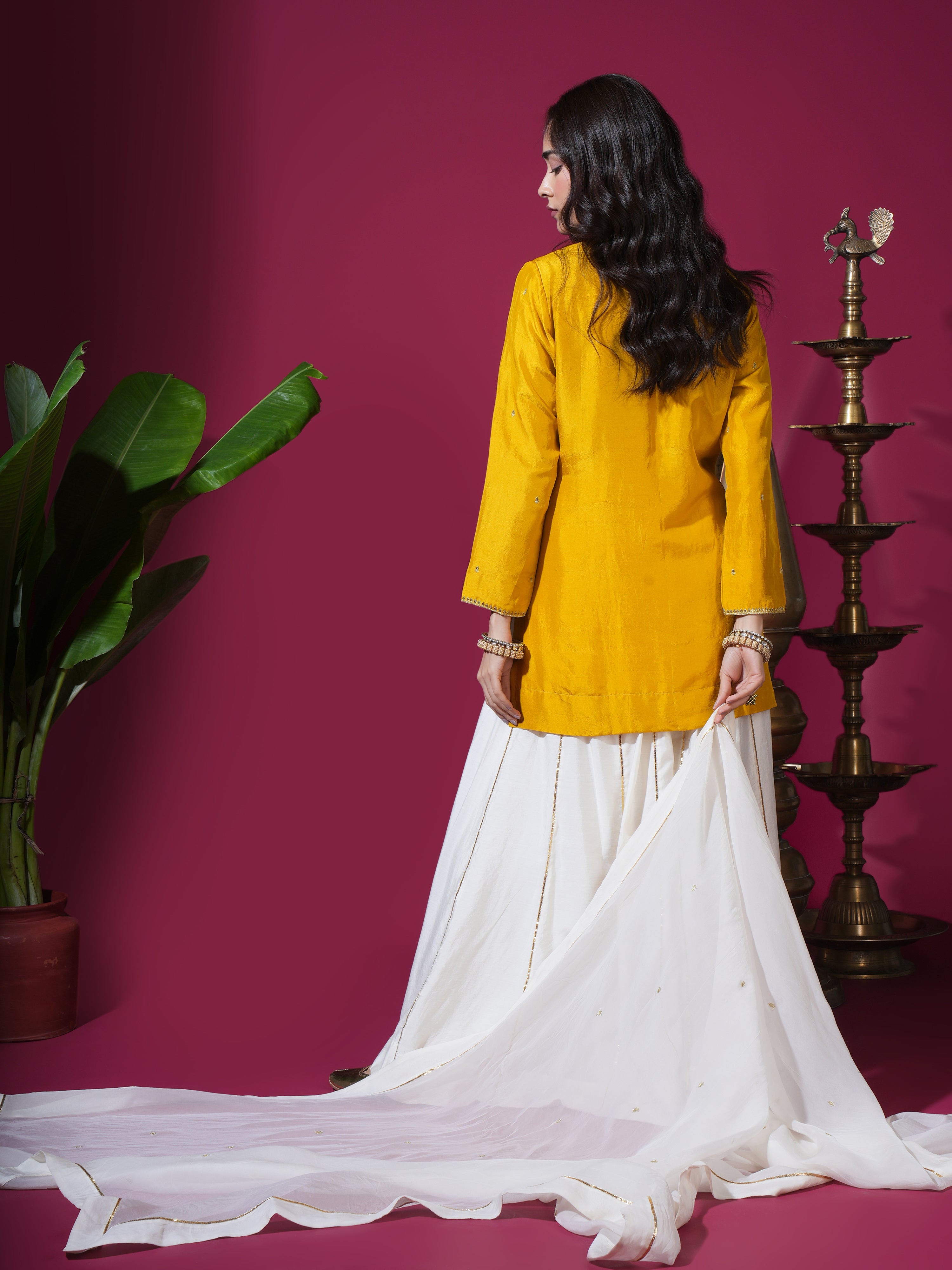 Mustard Keri Short Kurta Palazzo Set