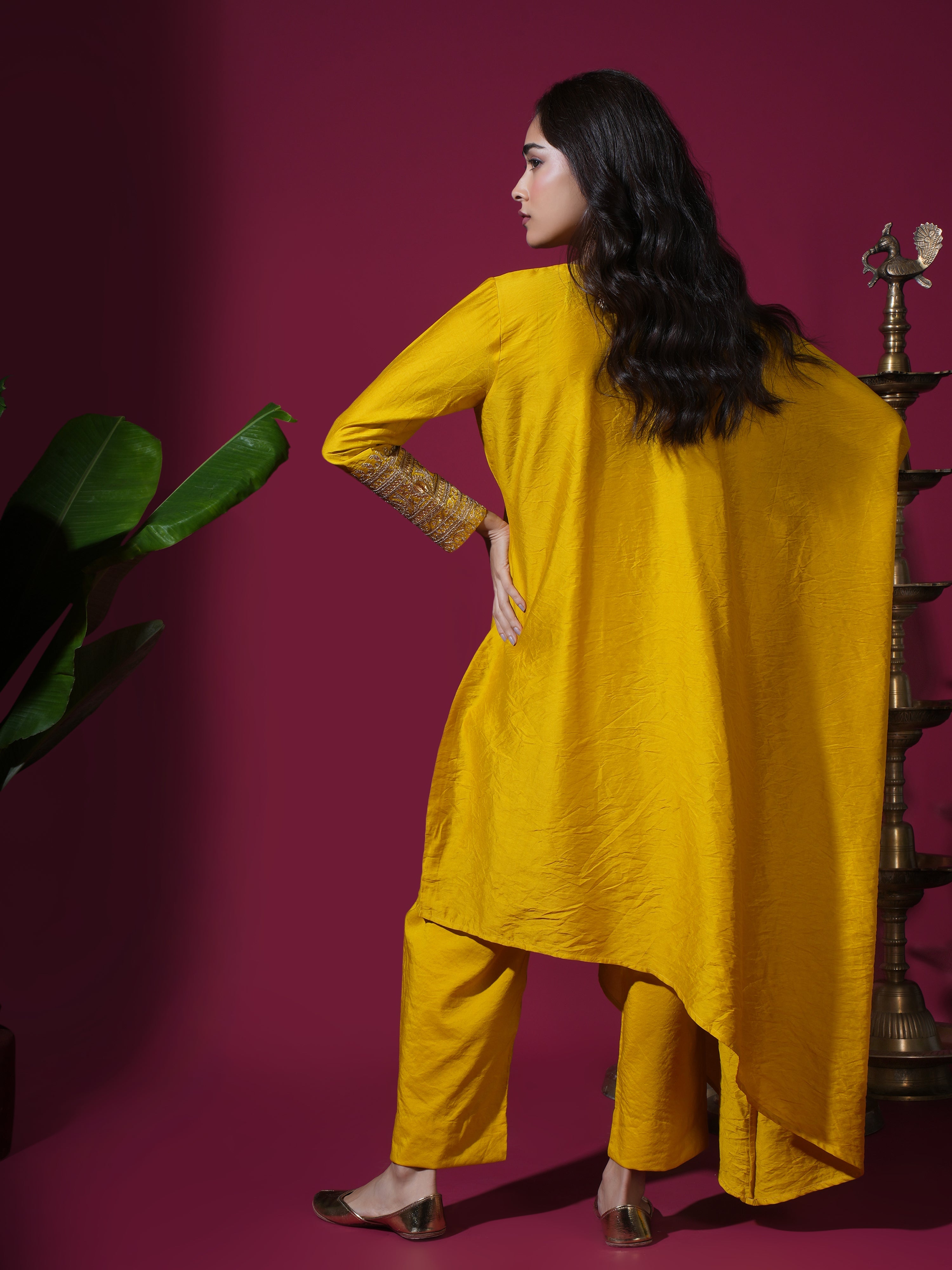 Mustard Cape Kurta Set