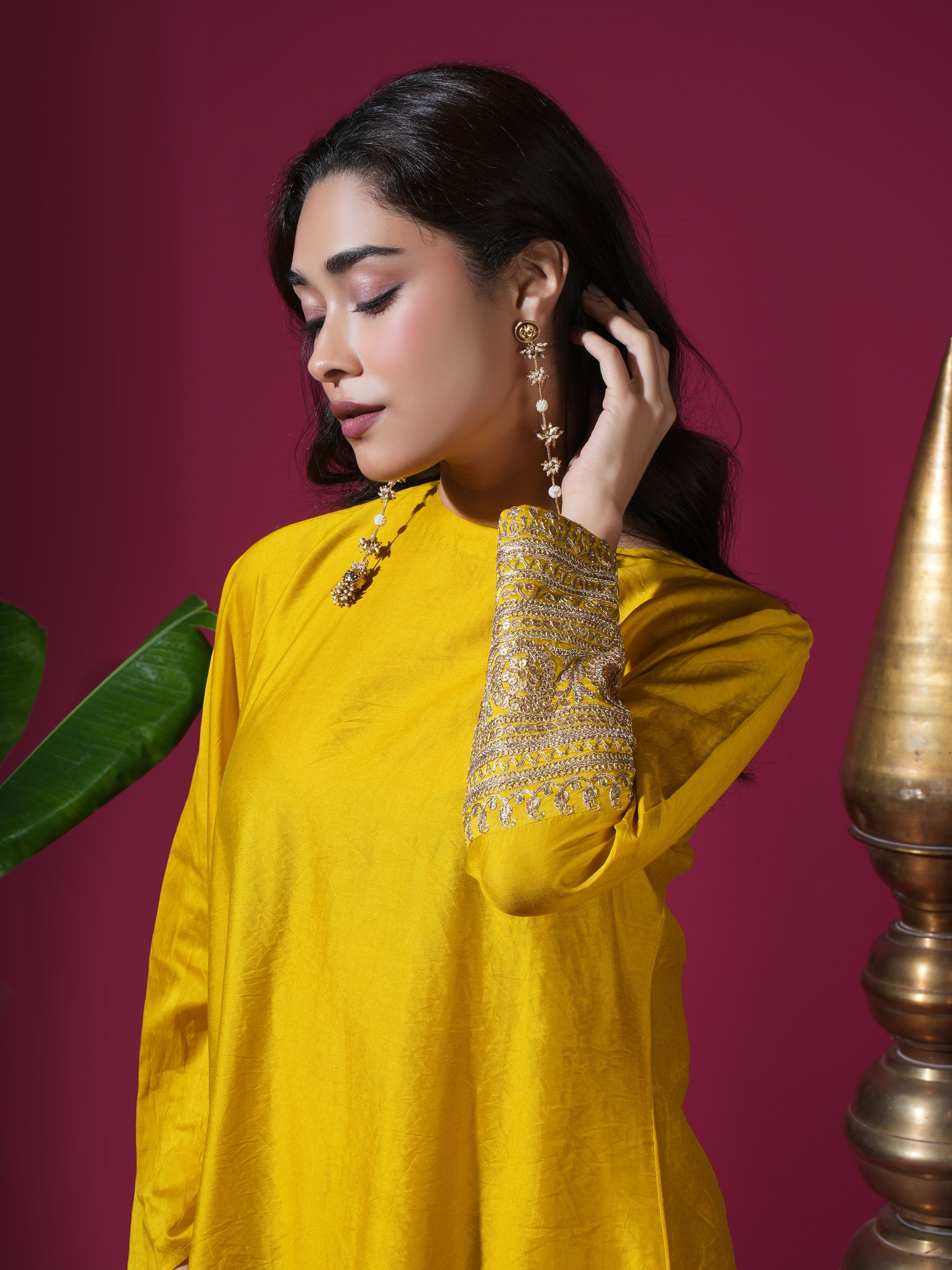 Mustard Cape Kurta Set