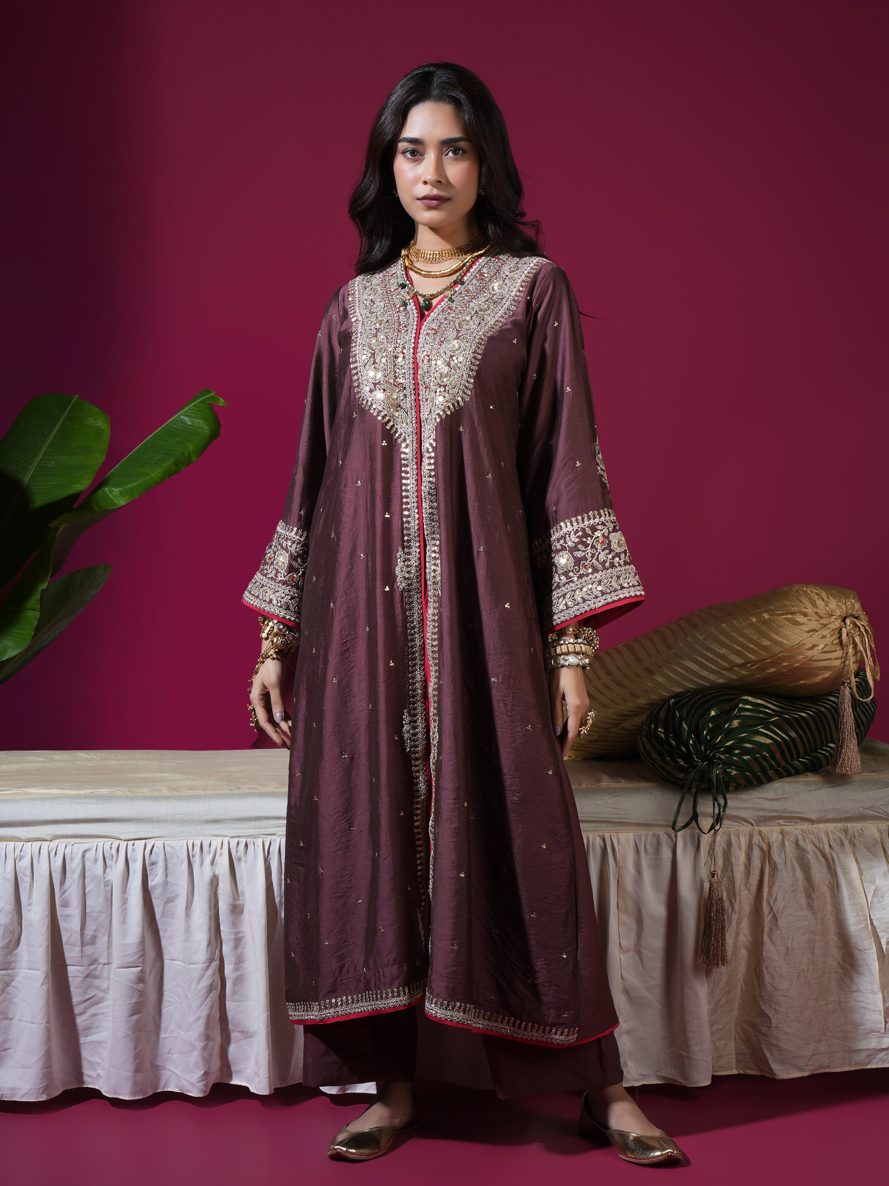 Brown Jacket Kurta Set