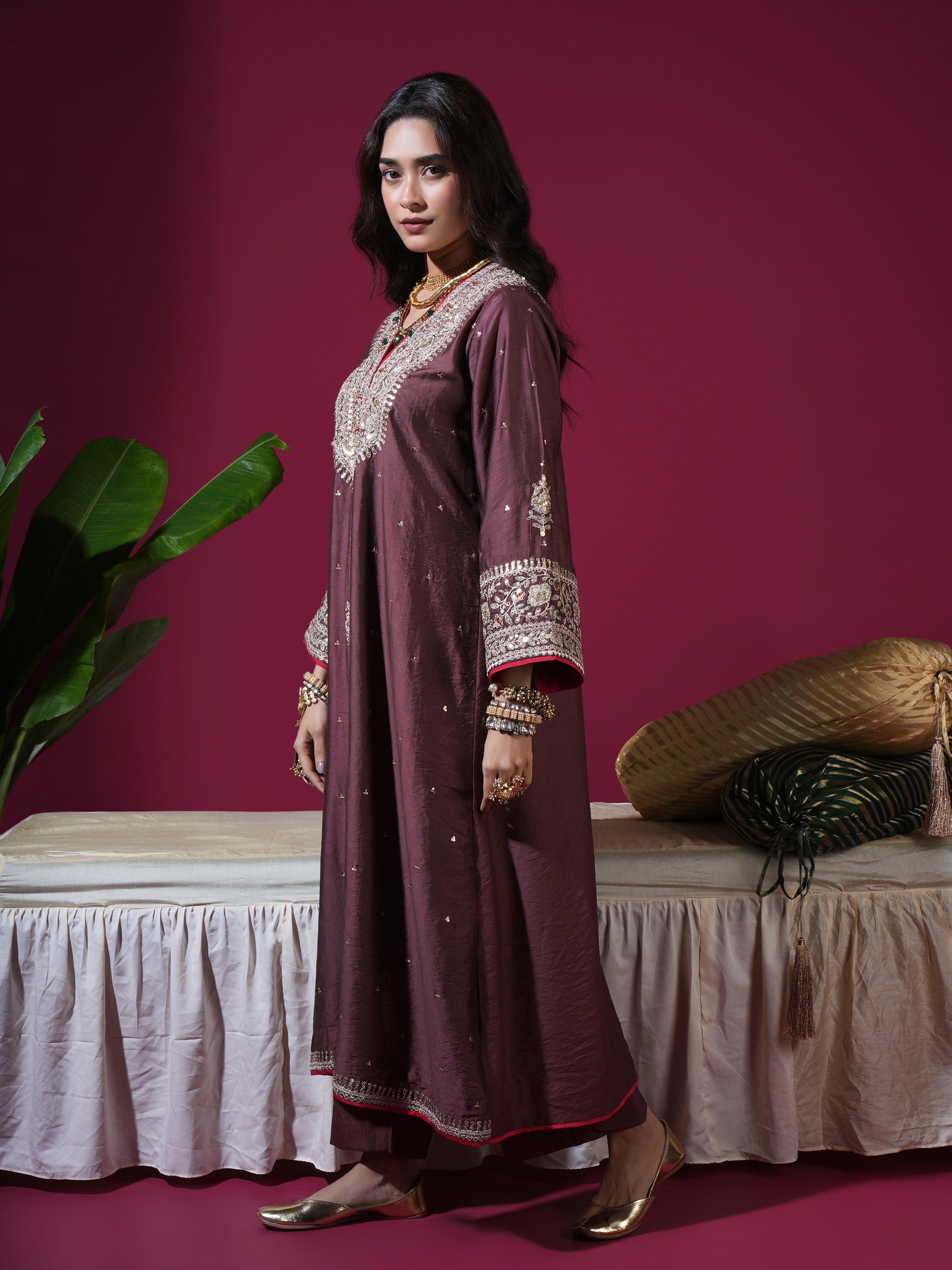 Brown Jacket Kurta Set