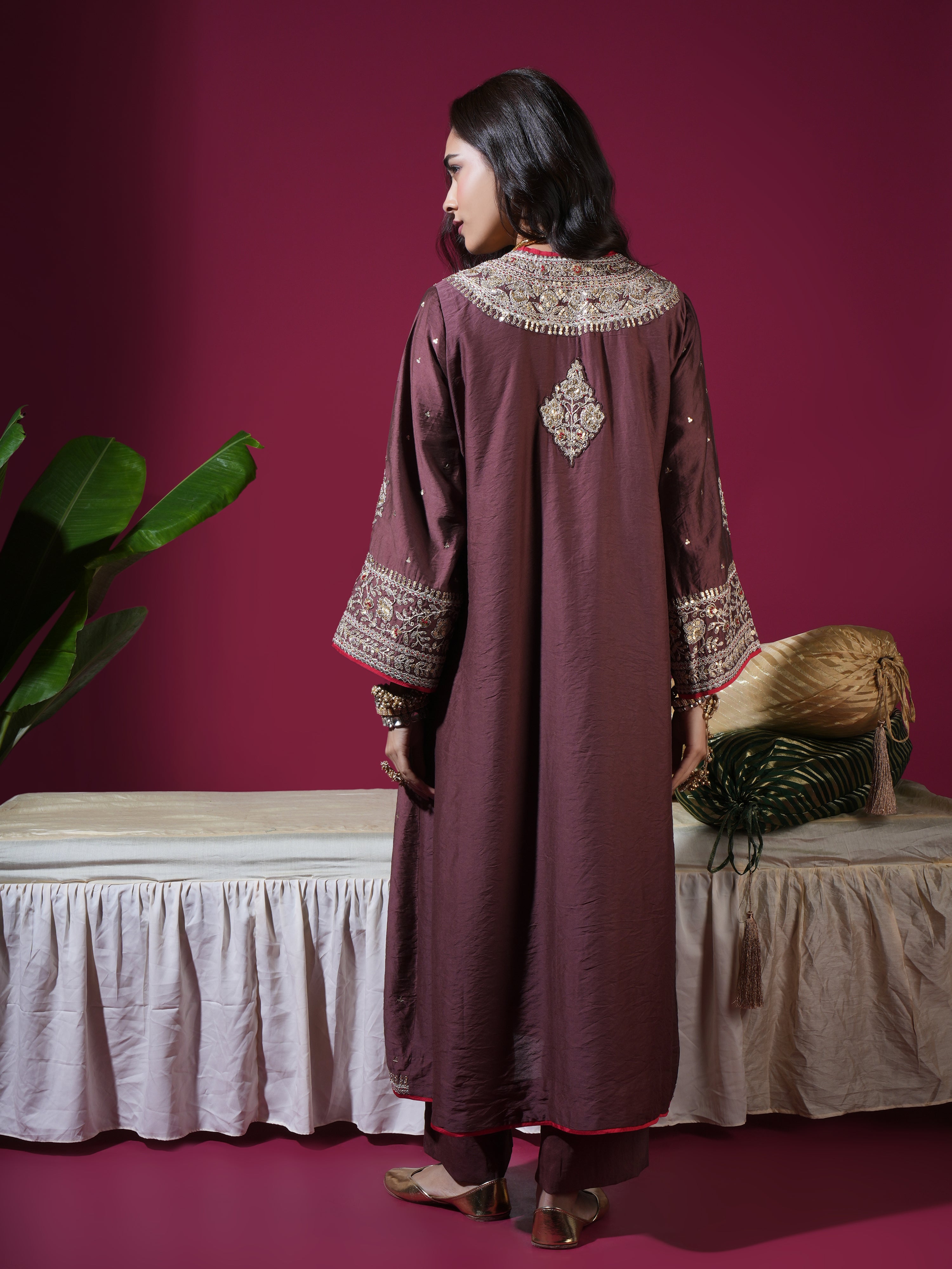 Brown Jacket Kurta Set