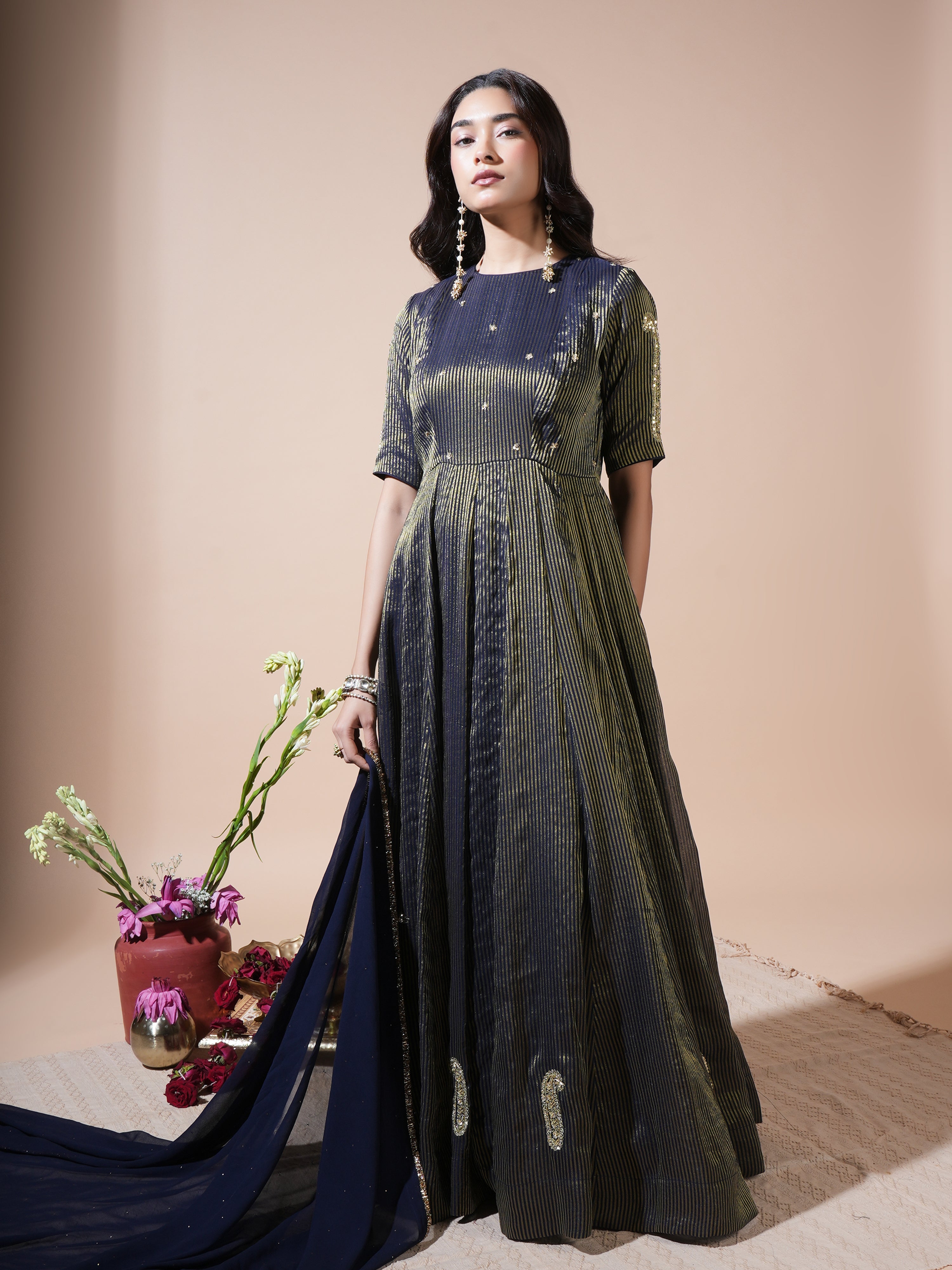 Navy Blue Keri Anarkali Set