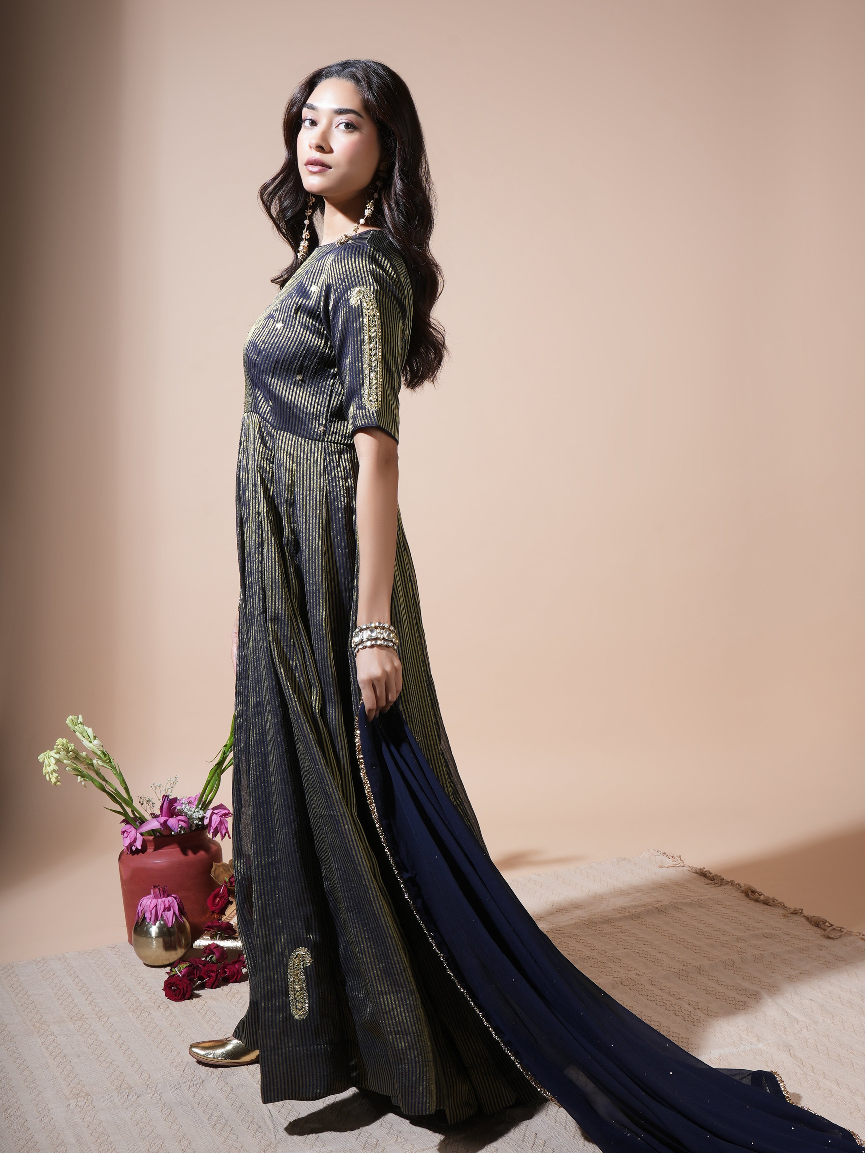 Navy Blue Keri Anarkali Set
