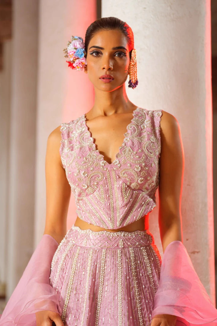 Mauve Lehenga Set