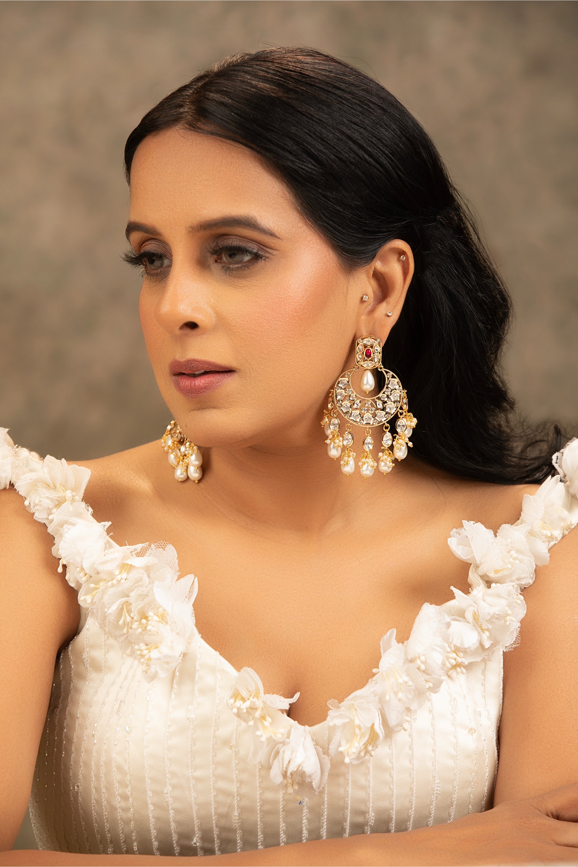 LE REYA CHANDBALI KUNDAN EARRINGS
