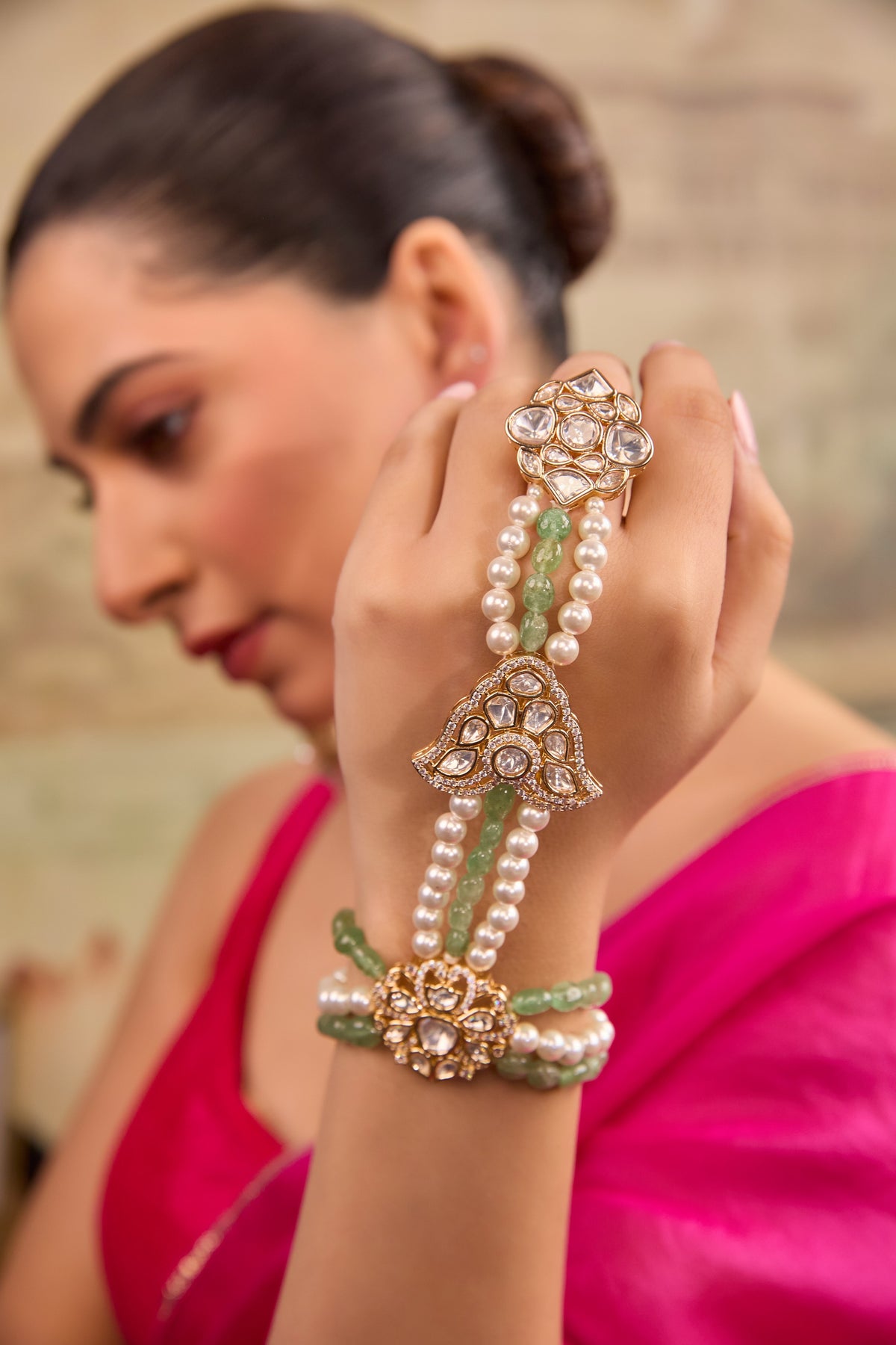 Xago Royal kundan Polki and Pearl Hathphool