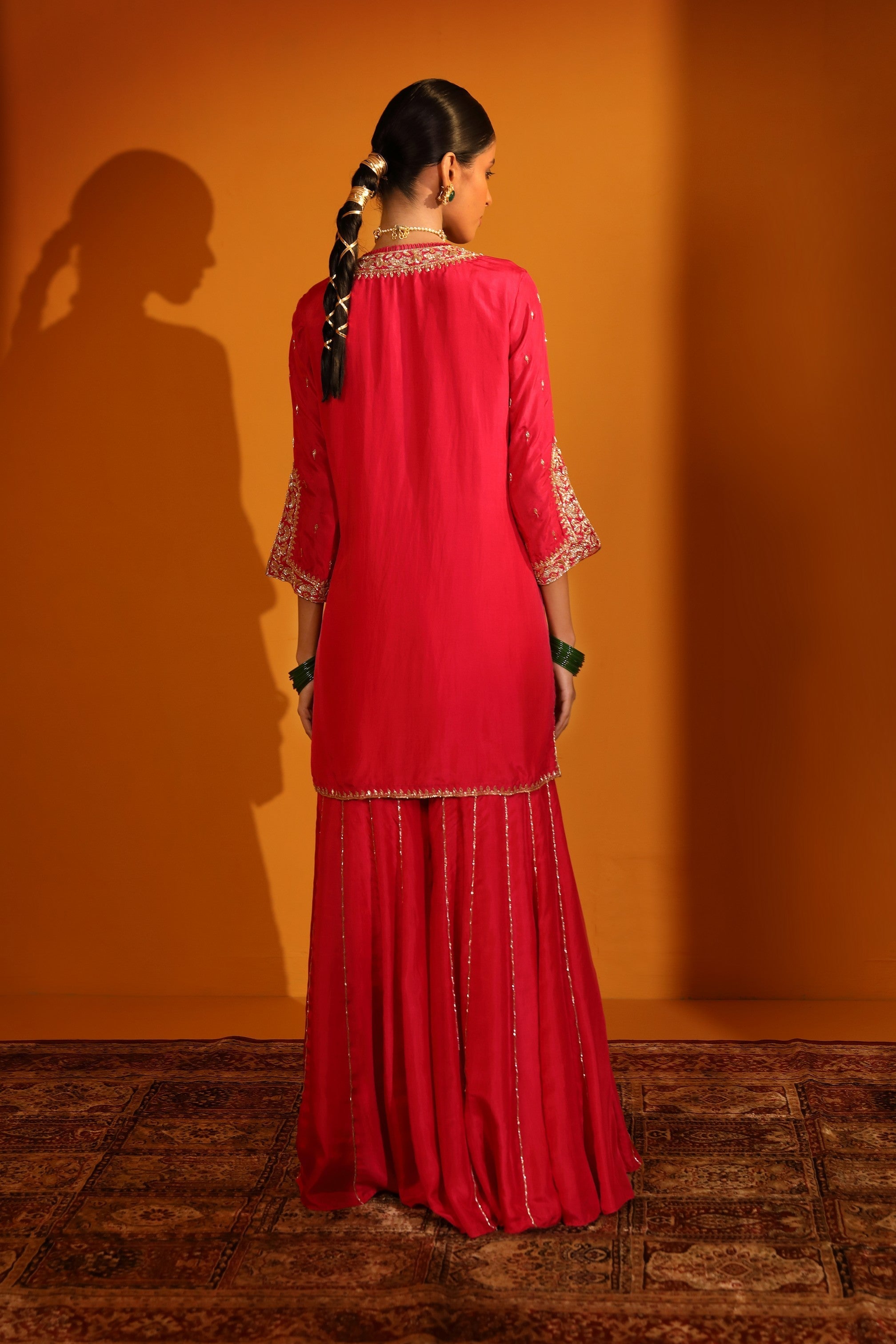 HABUTAI SILK SEQUIN EMBELLISHED SHARARA SET WITH DUPATTA