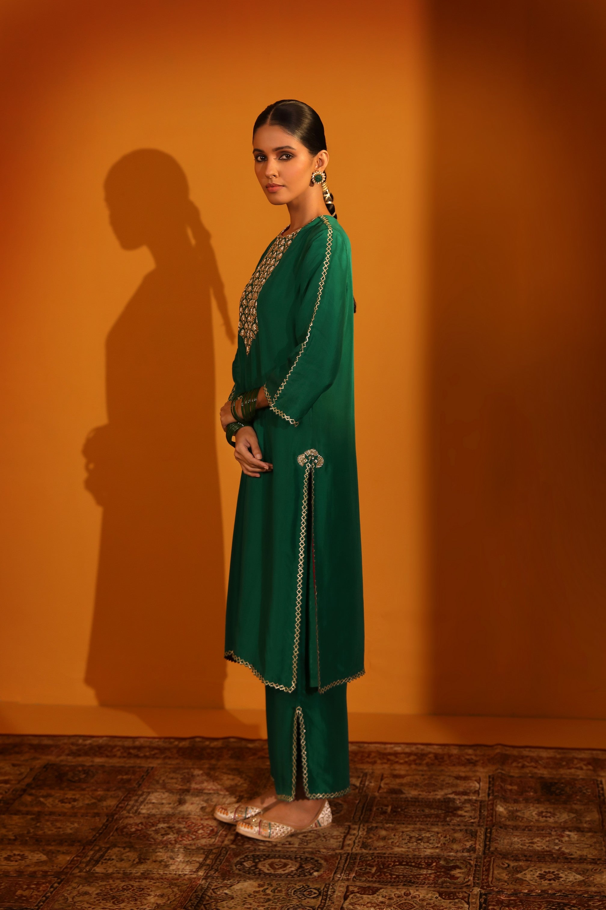 HABUTAI SILK ETHEREAL KURTA SET WITH PANTS AND DUPATTA