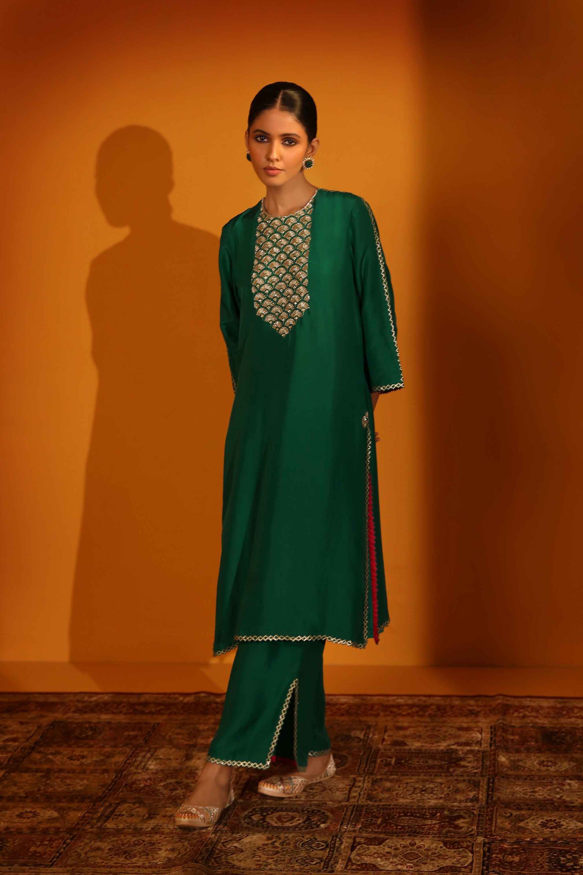 HABUTAI SILK ETHEREAL KURTA SET WITH PANTS AND DUPATTA