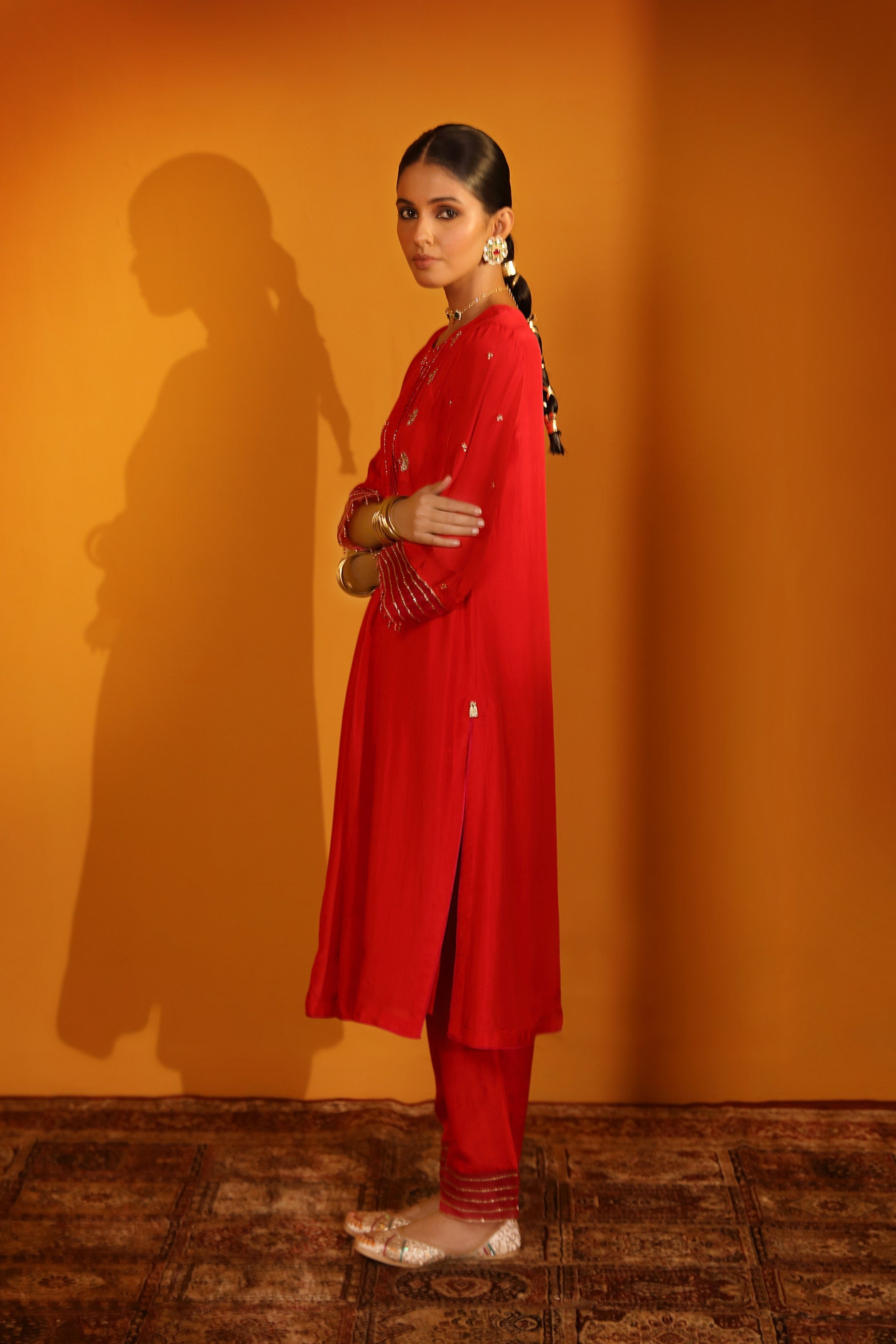 HABUTAI SILK ENCHANTING KURTA SET WITH PANTS AND DUPATTA