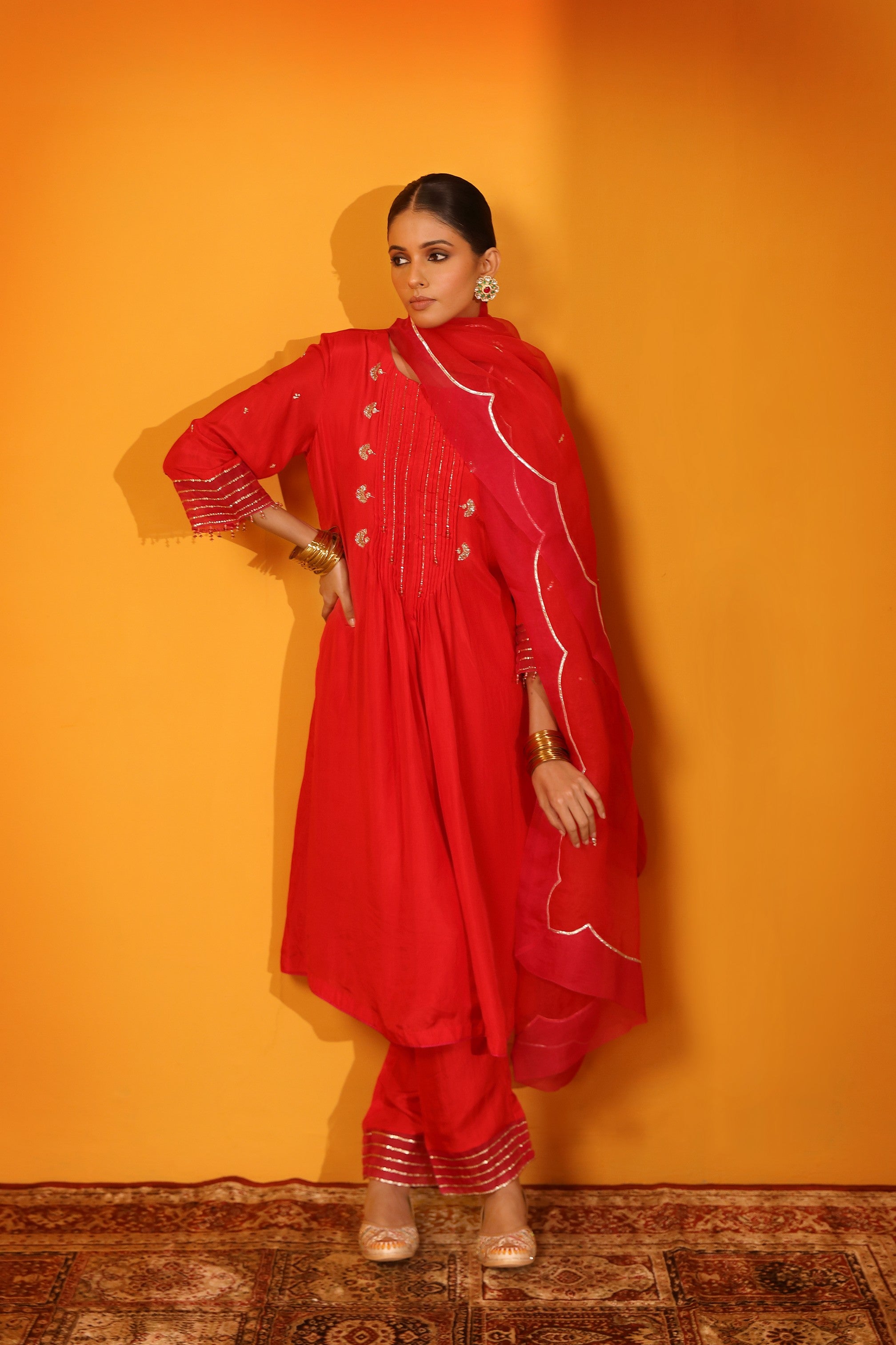 HABUTAI SILK ENCHANTING KURTA SET WITH PANTS AND DUPATTA