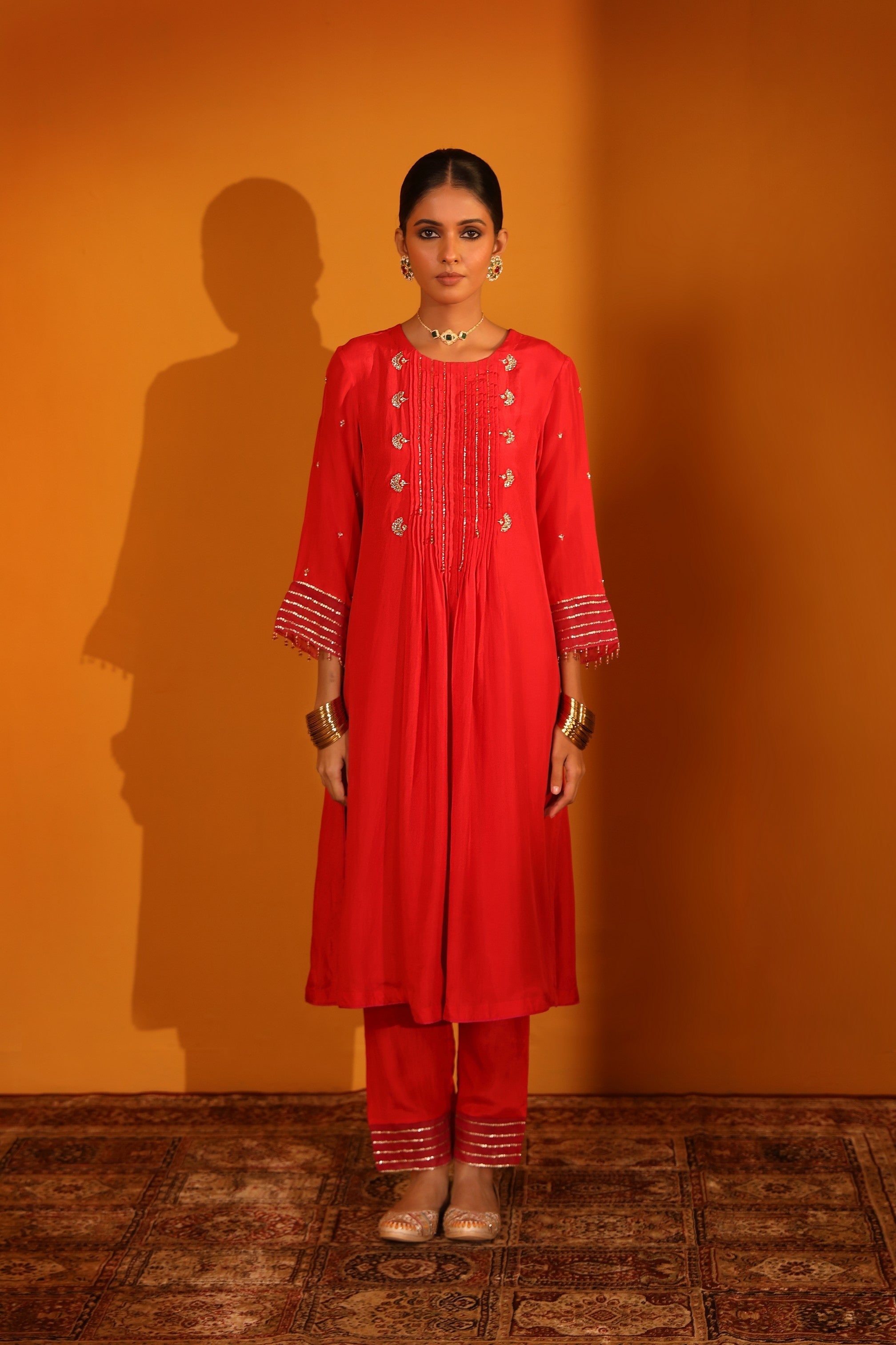 HABUTAI SILK ENCHANTING KURTA SET WITH PANTS AND DUPATTA
