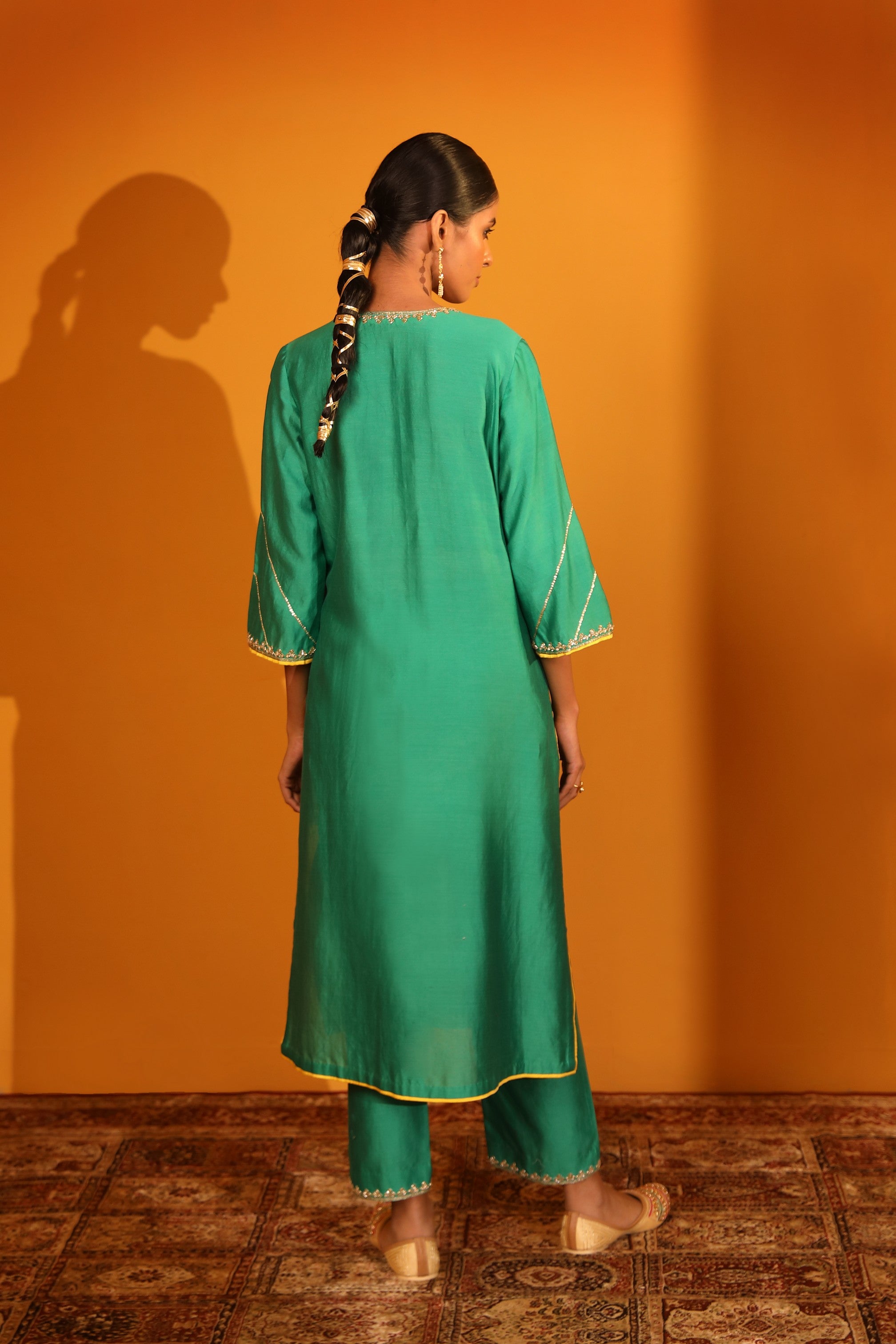 SILK CHANDERI ETHEREAL KURTA SET WITH PANTS AND DUPATTA