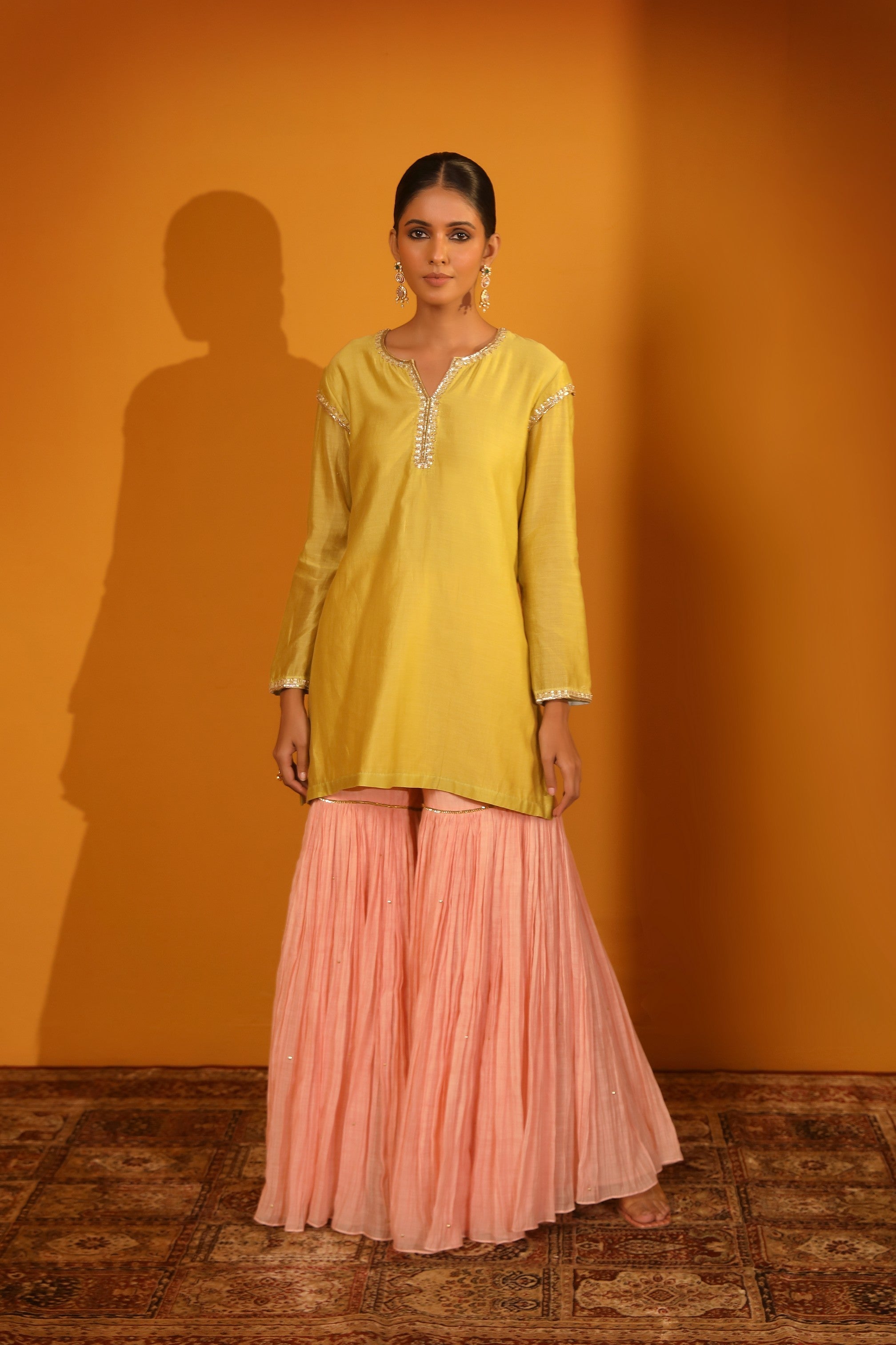 SILK CHANDERI SEQUIN EMBELLISHED SHARARA SET WITH DUPATTA