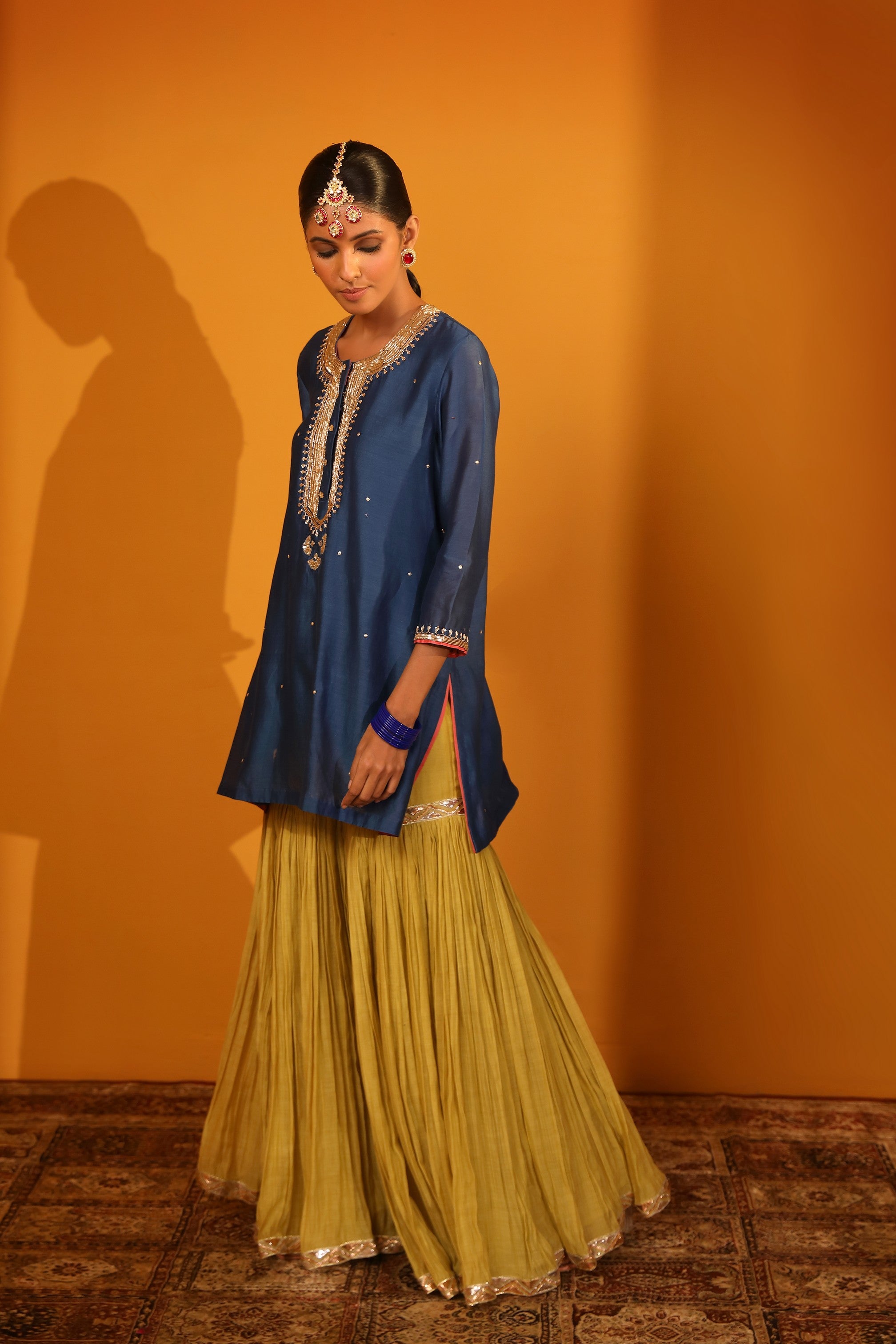 CHANDERI SILK SEQUIN EMBELLISHED SHARARA SET WITH DUPATTA