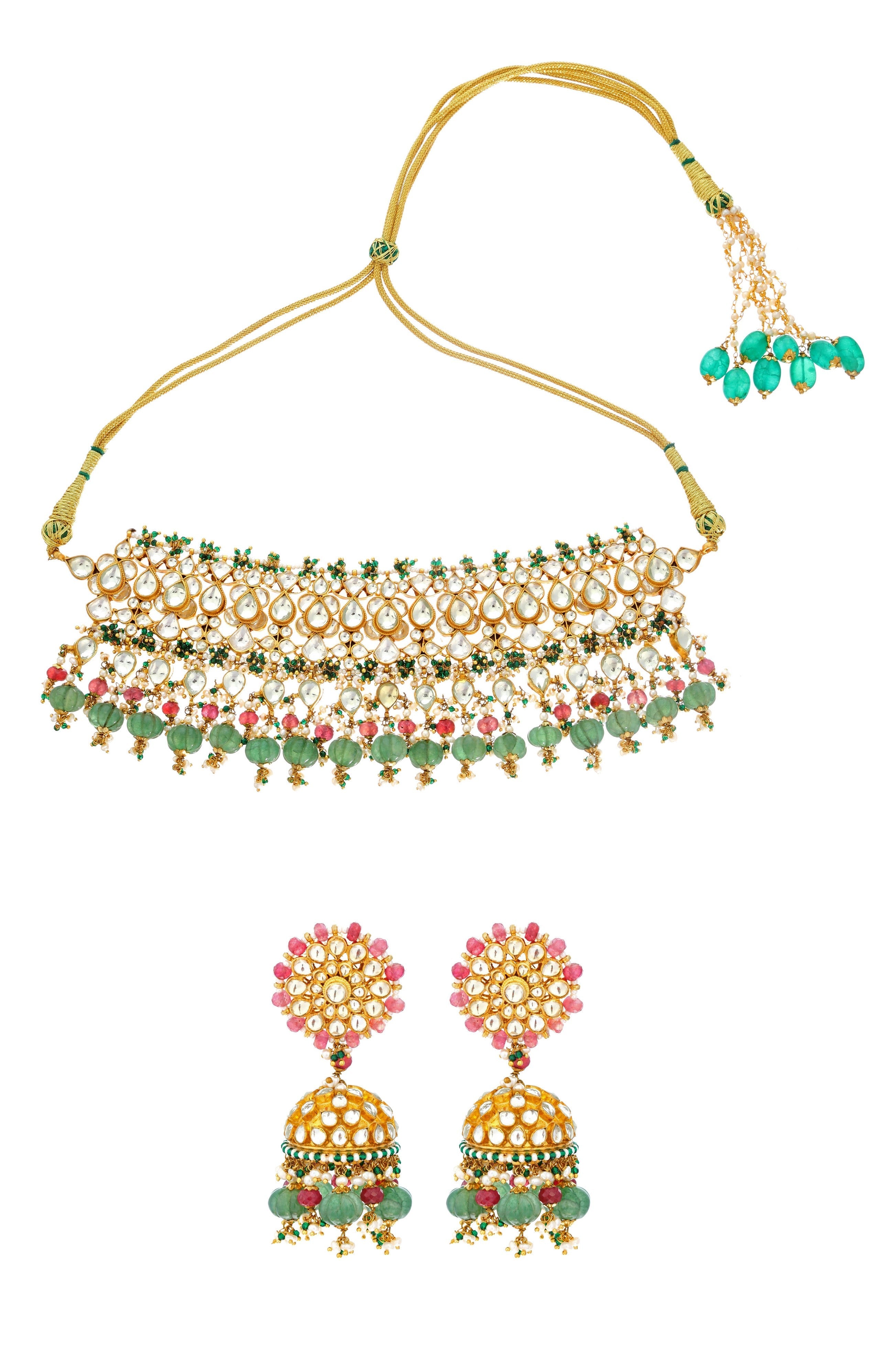 Flower Bud Kundan Choker Set