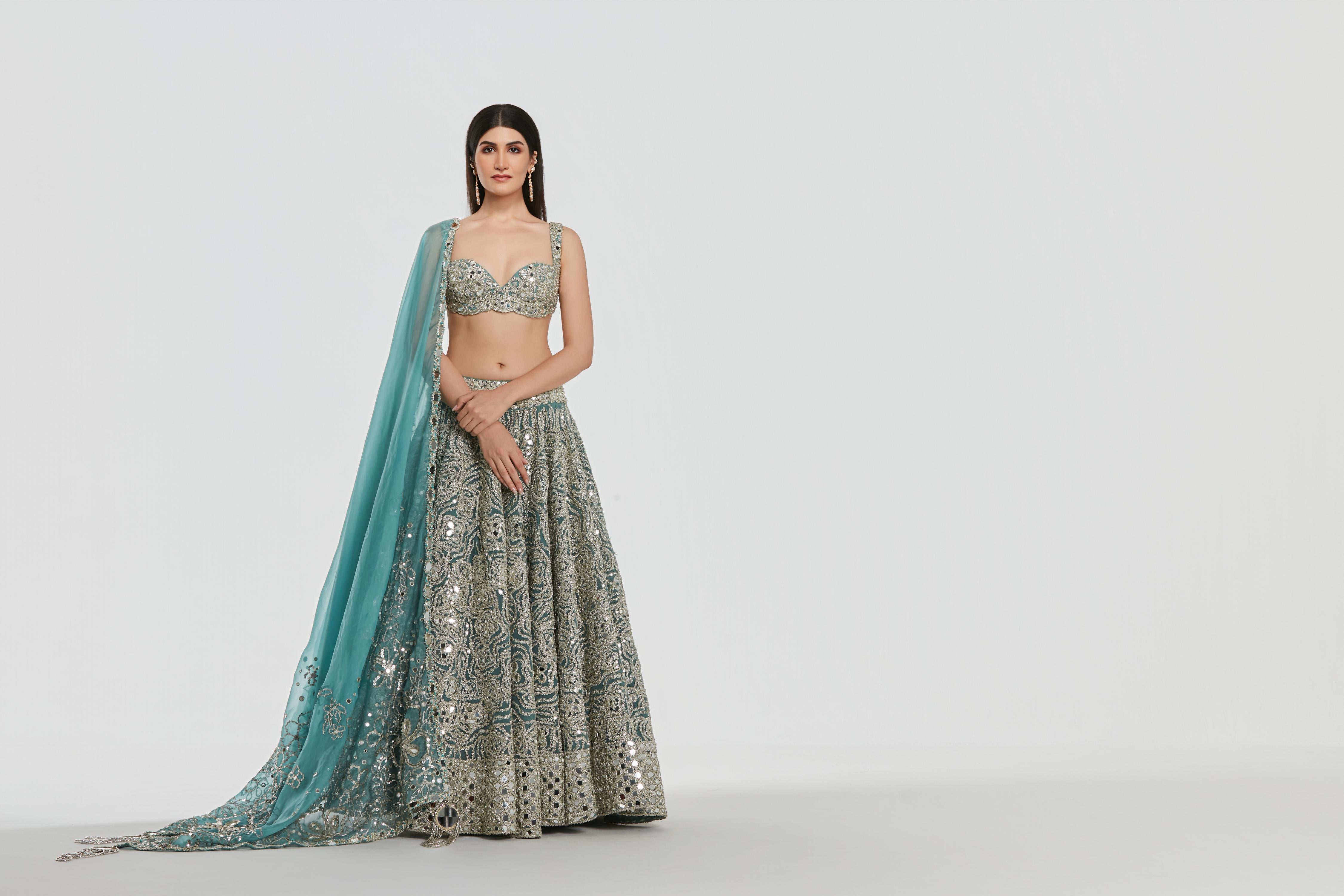 Mirror work , zari , dori thread