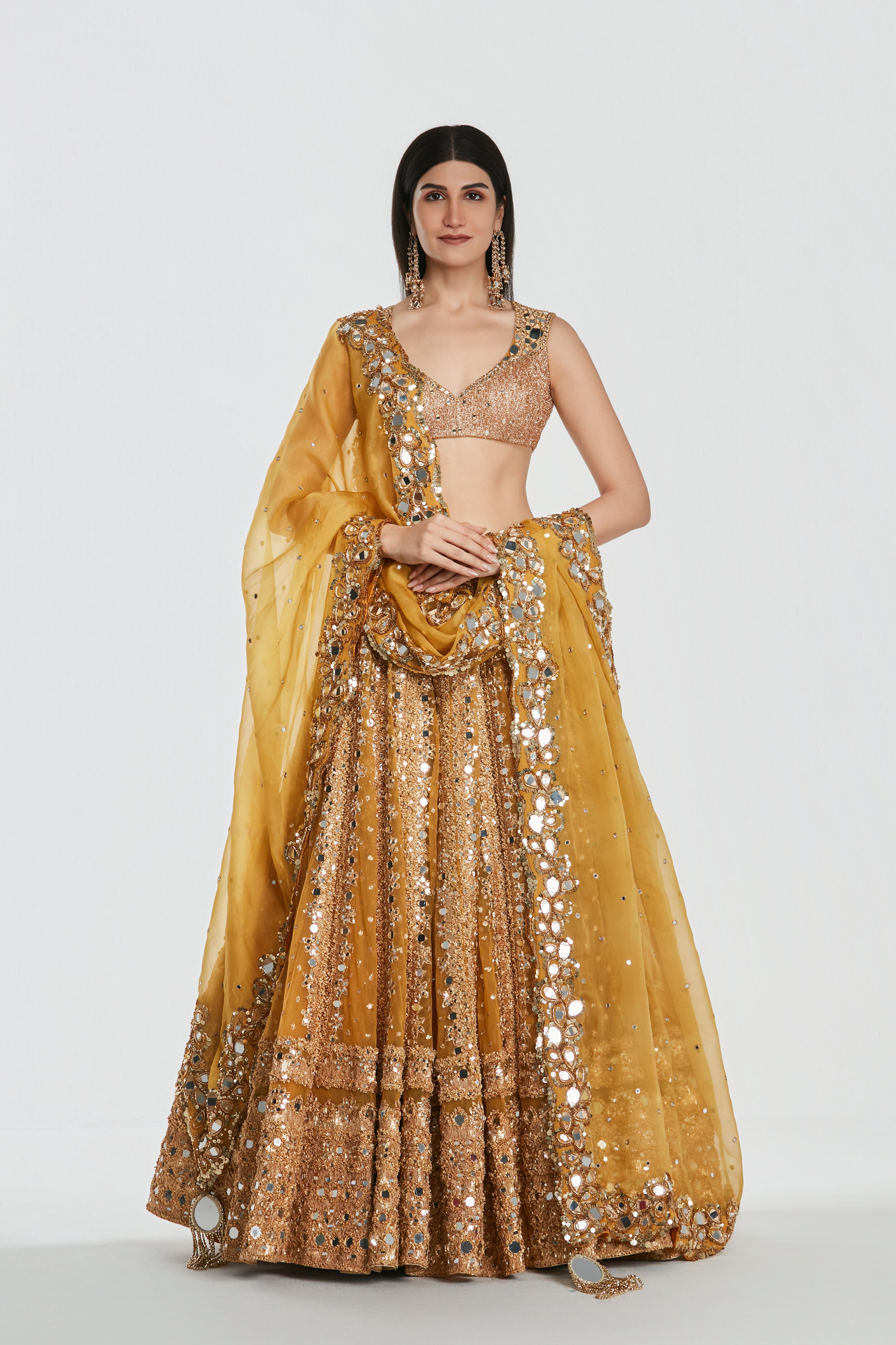 Mirror work , lurex thread , zari