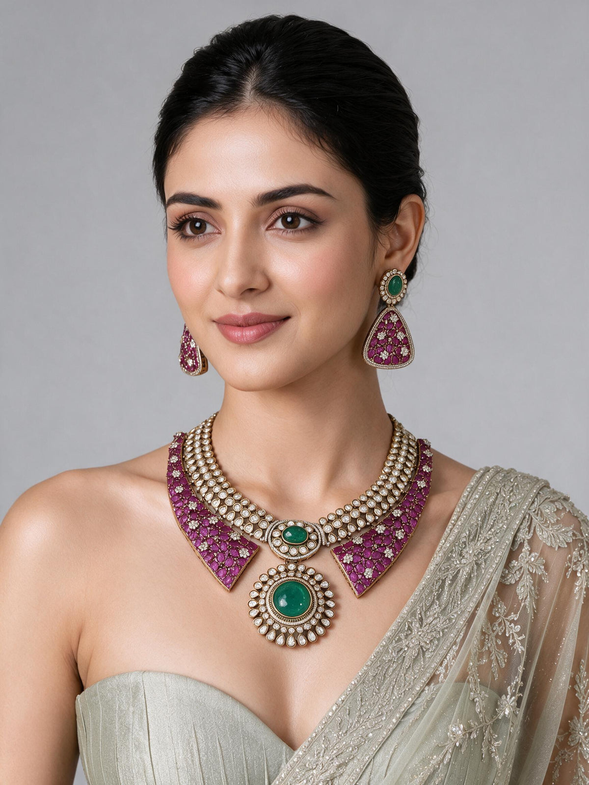 Ruby & Emerald Necklace Set 05