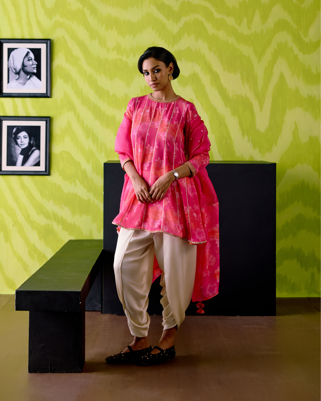 Fuchsia Pink Short Anarkali Set