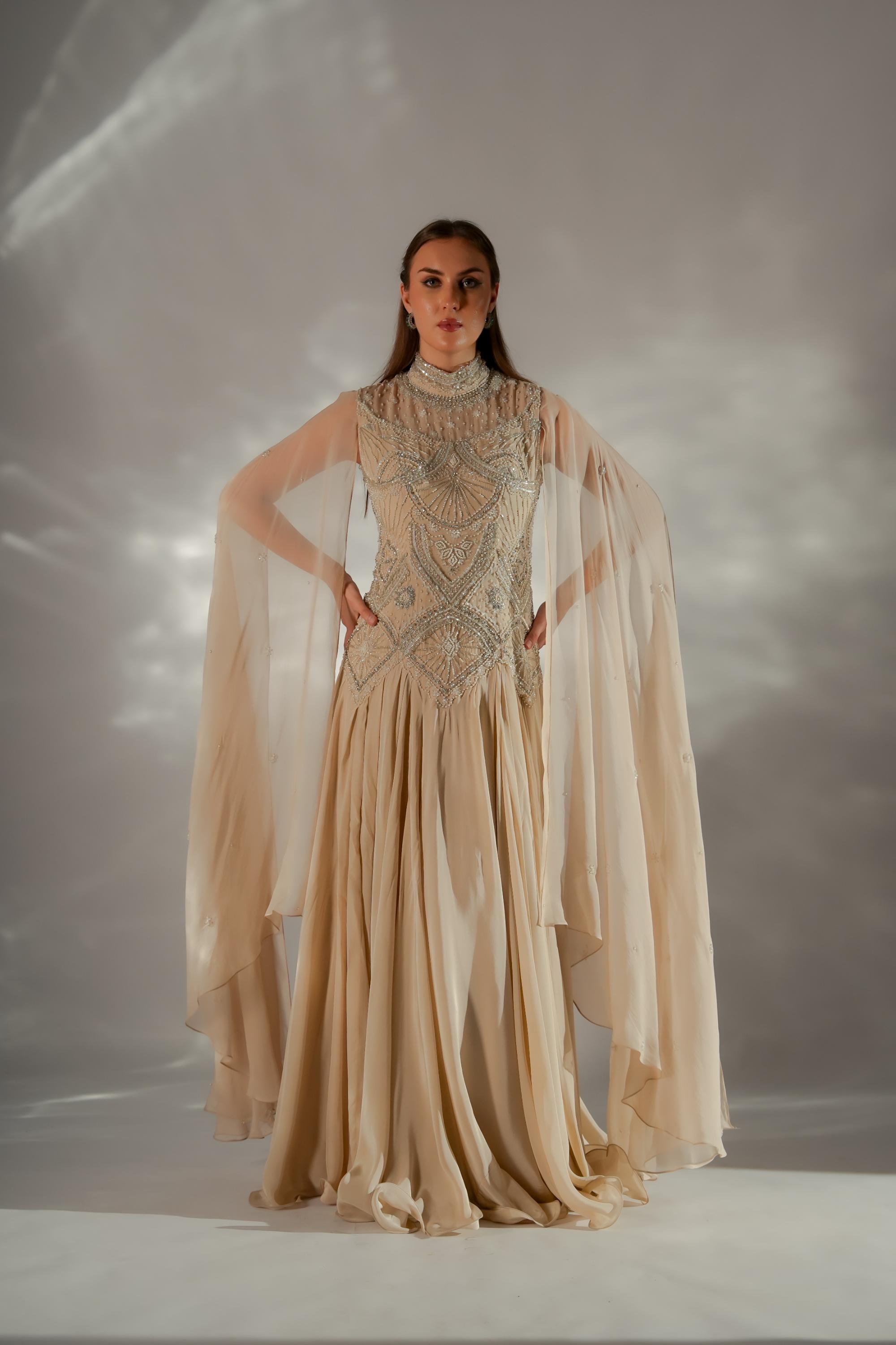 Celeste cape gown