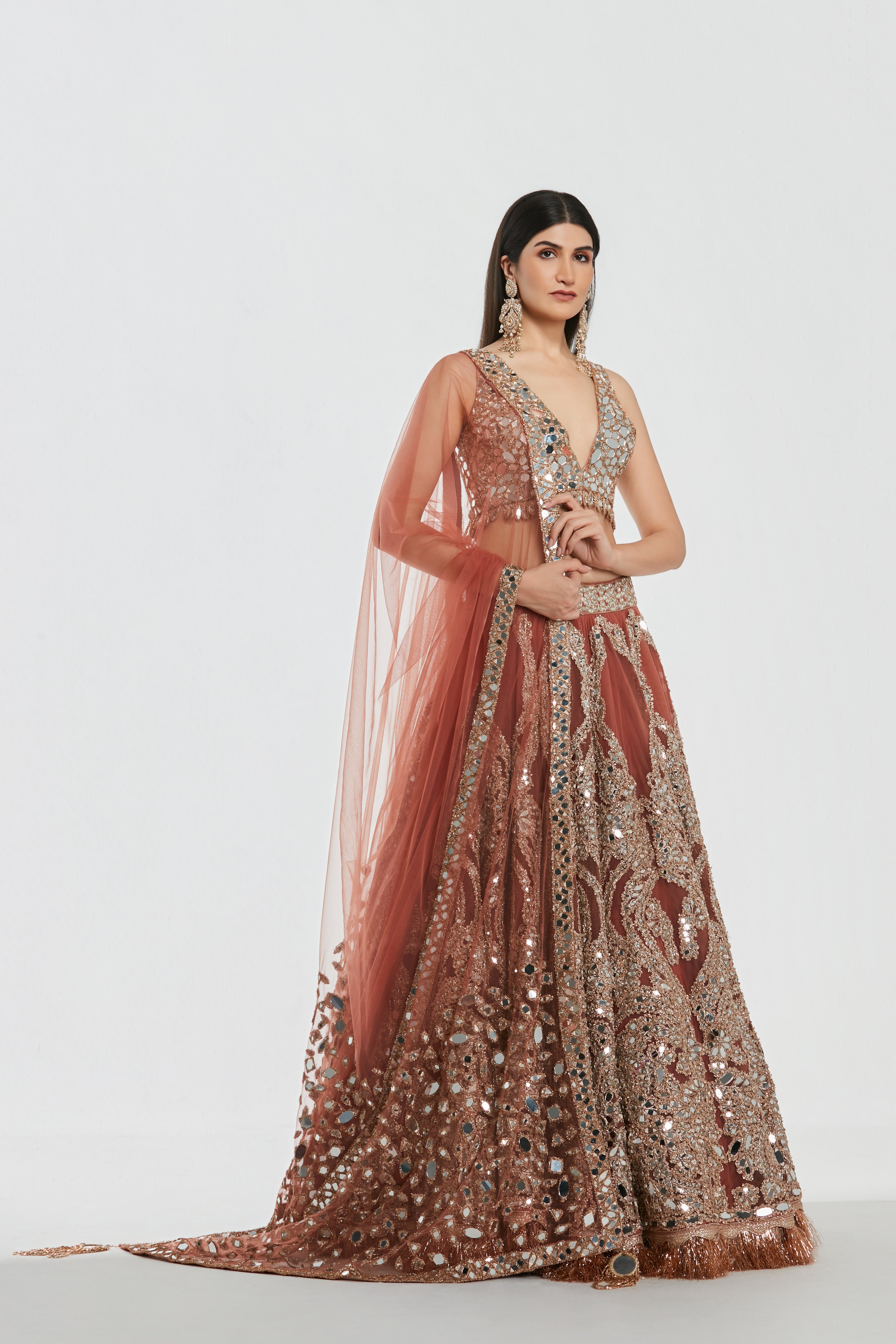 Mirror work , zari , gota , glass beads