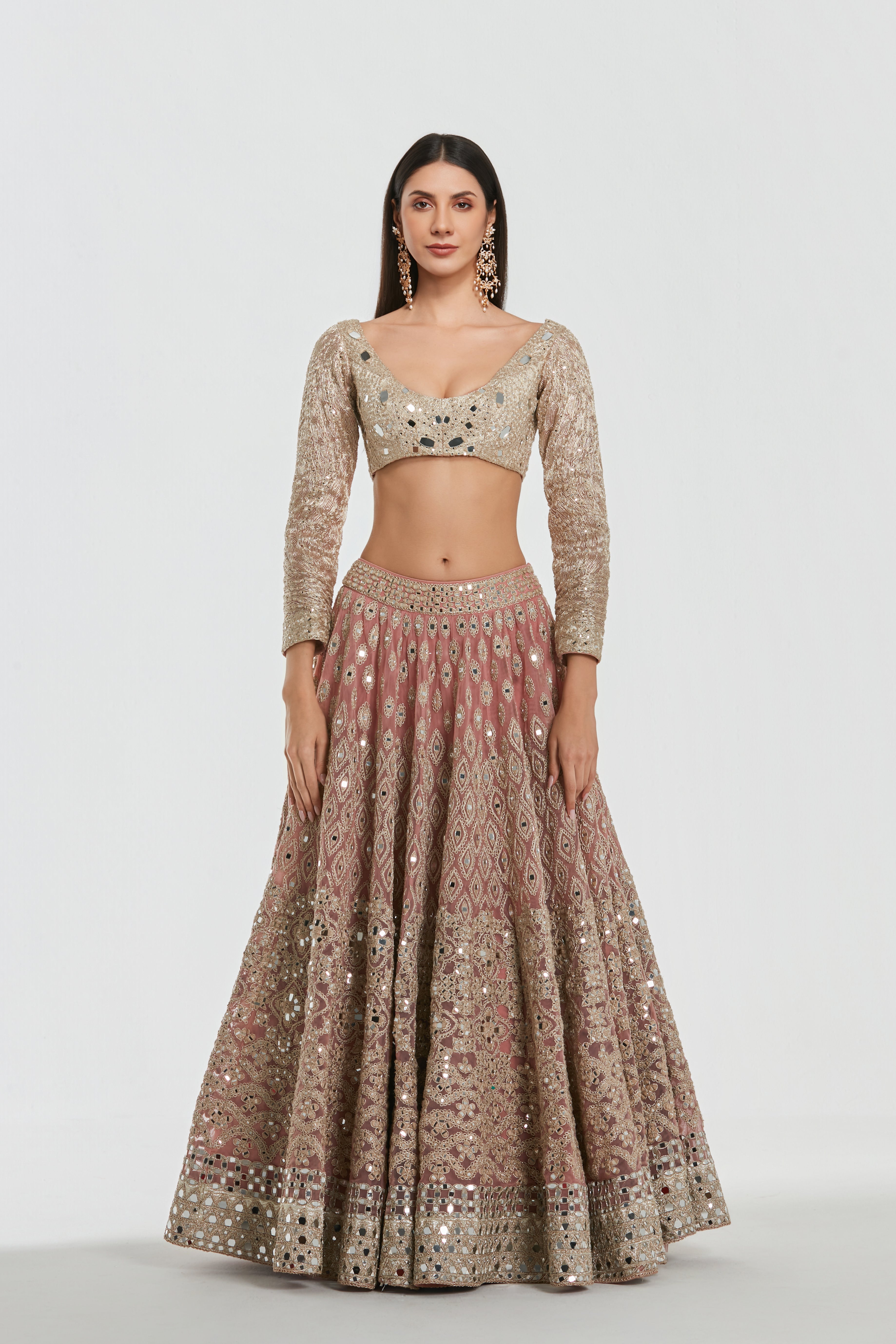 Mirror work , lurex thread , zari