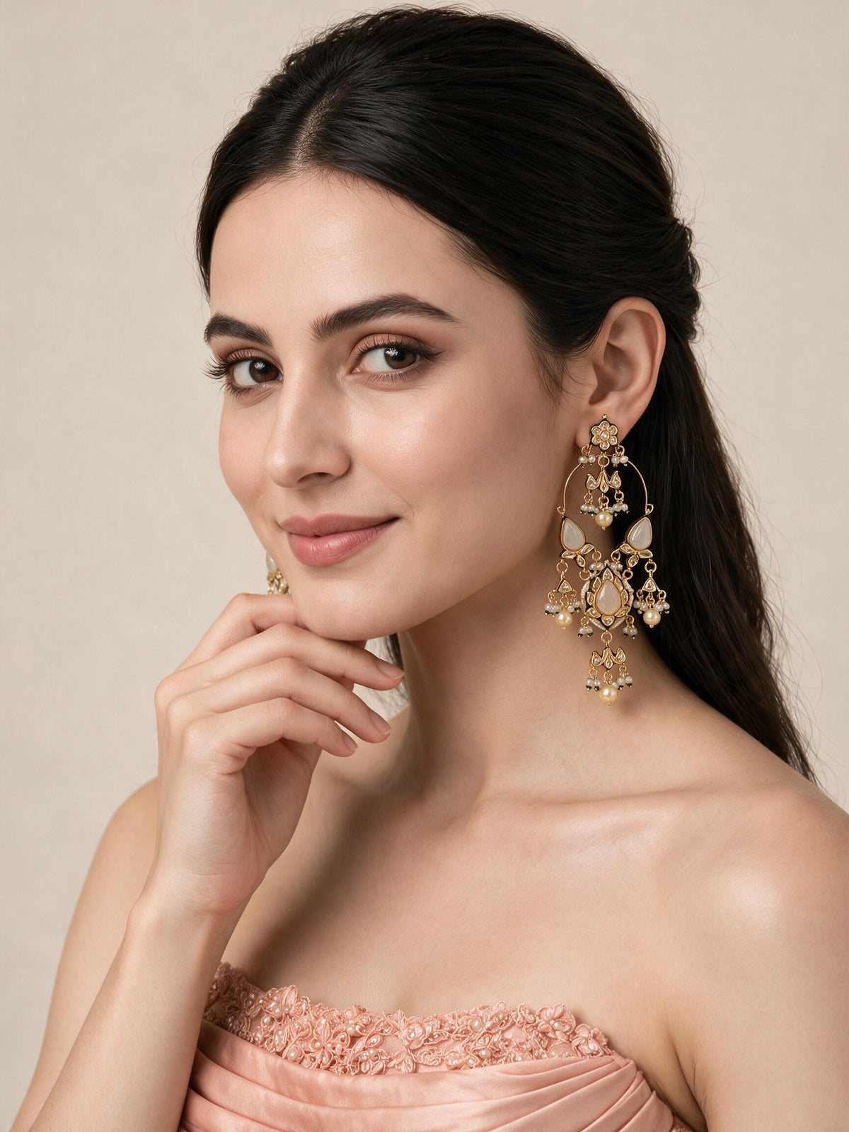 Kundan Statement Drop Earrings