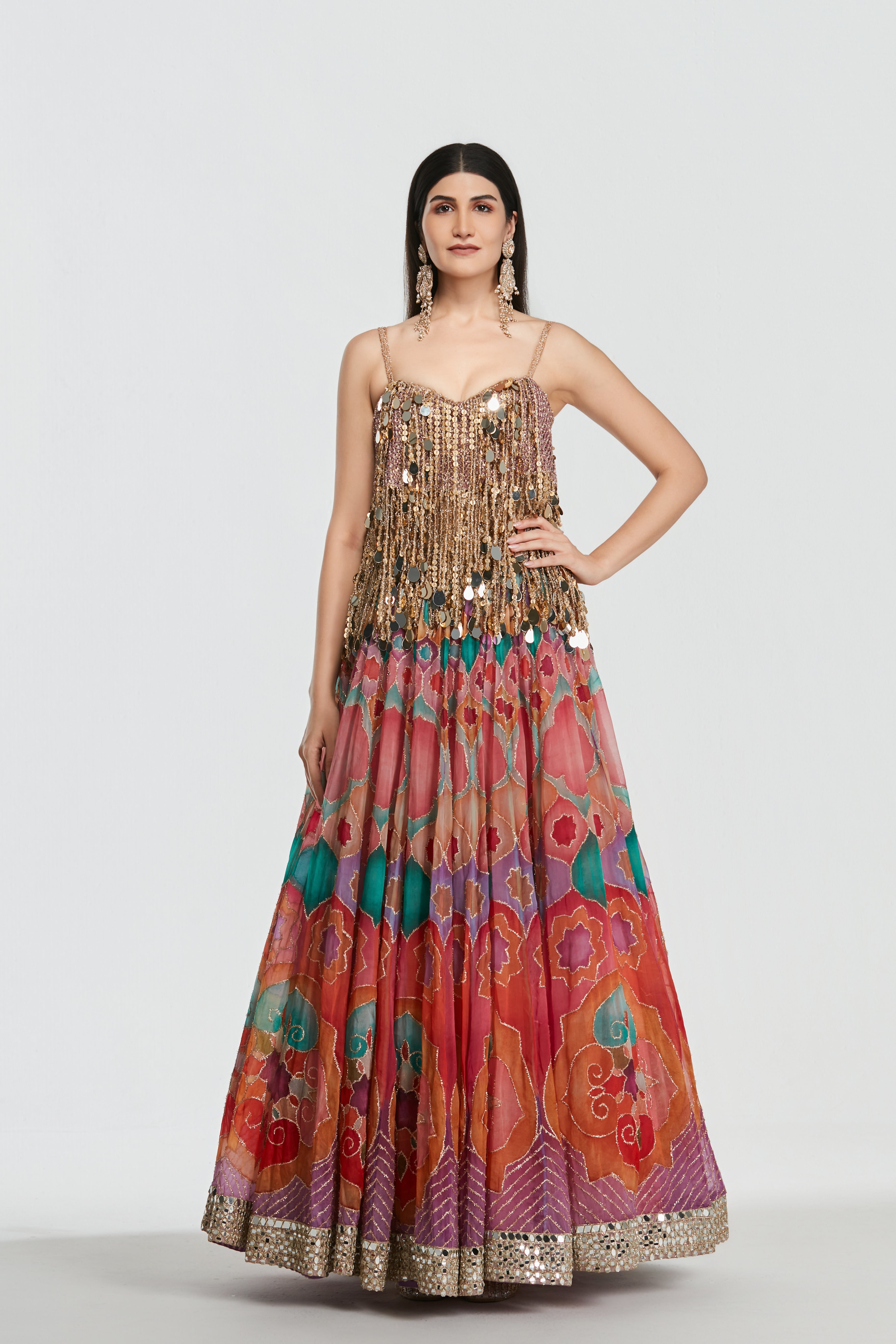 Mirror , zari , sequins , lurex thread