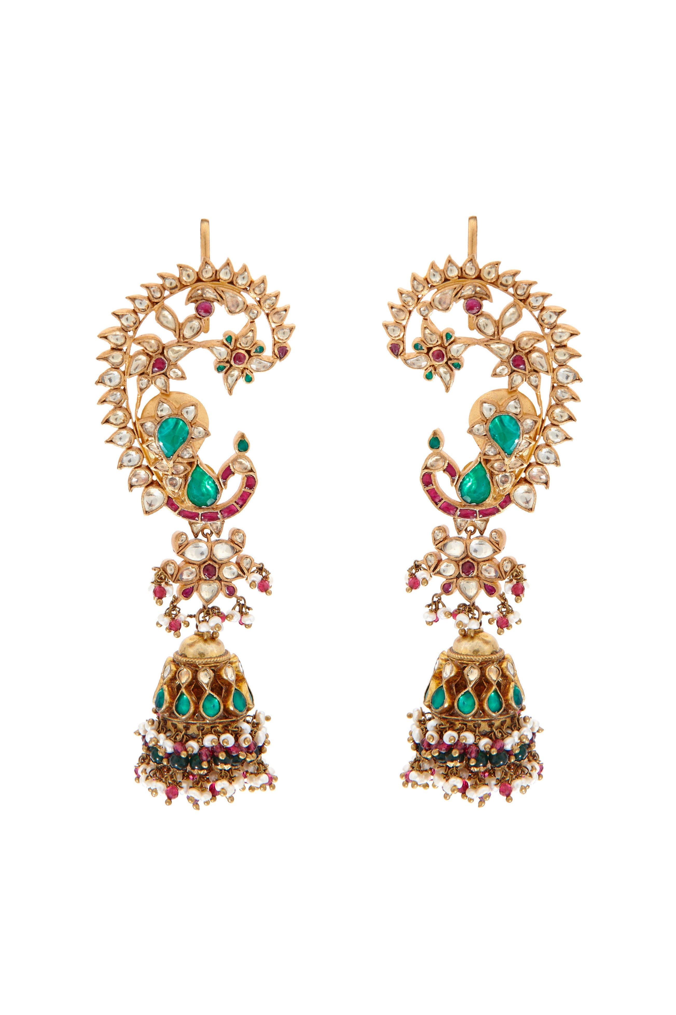 Multicoloured Peacock Earcuffs