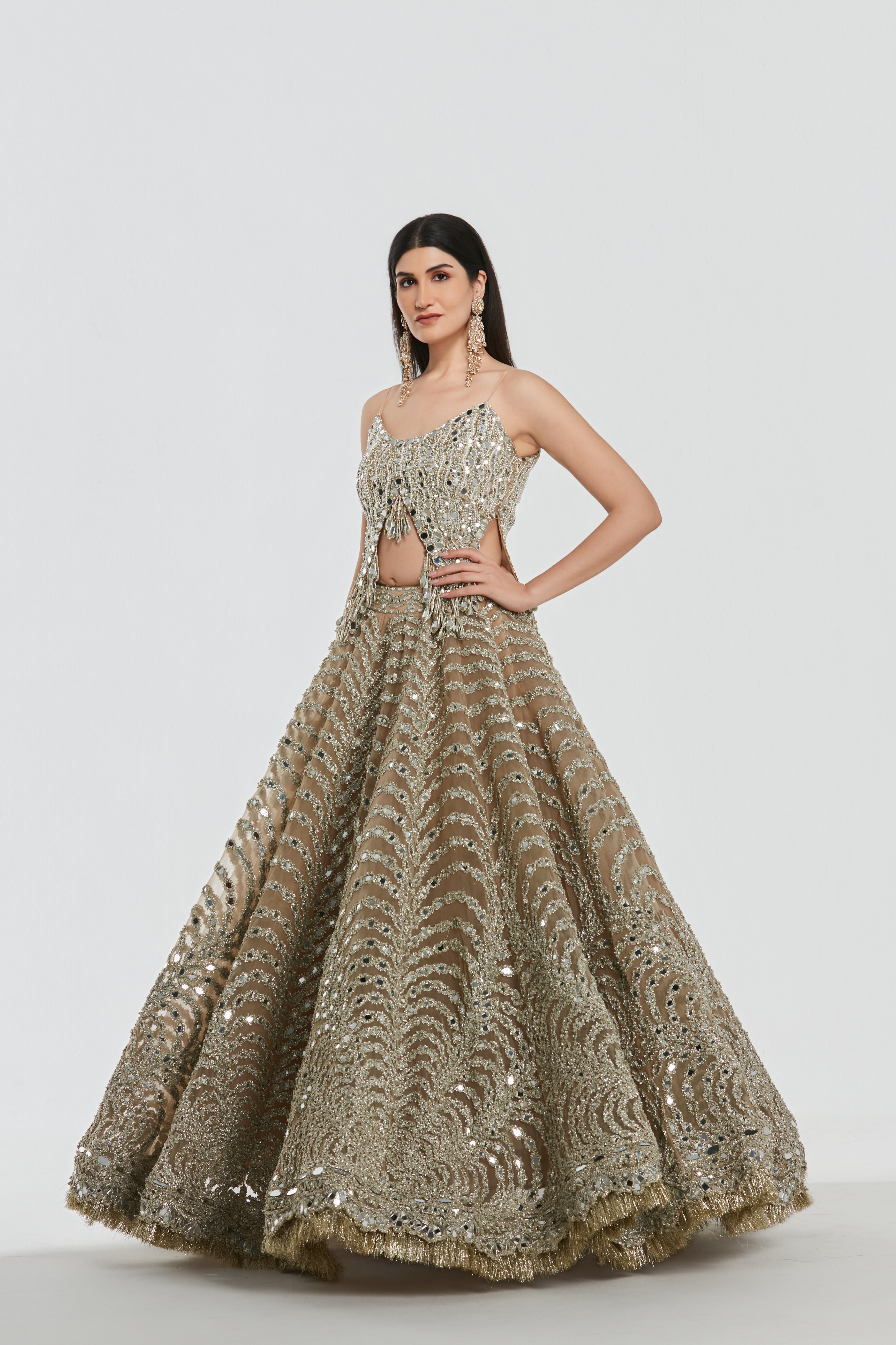 Mirrorr work , zari , gota , pearl beads