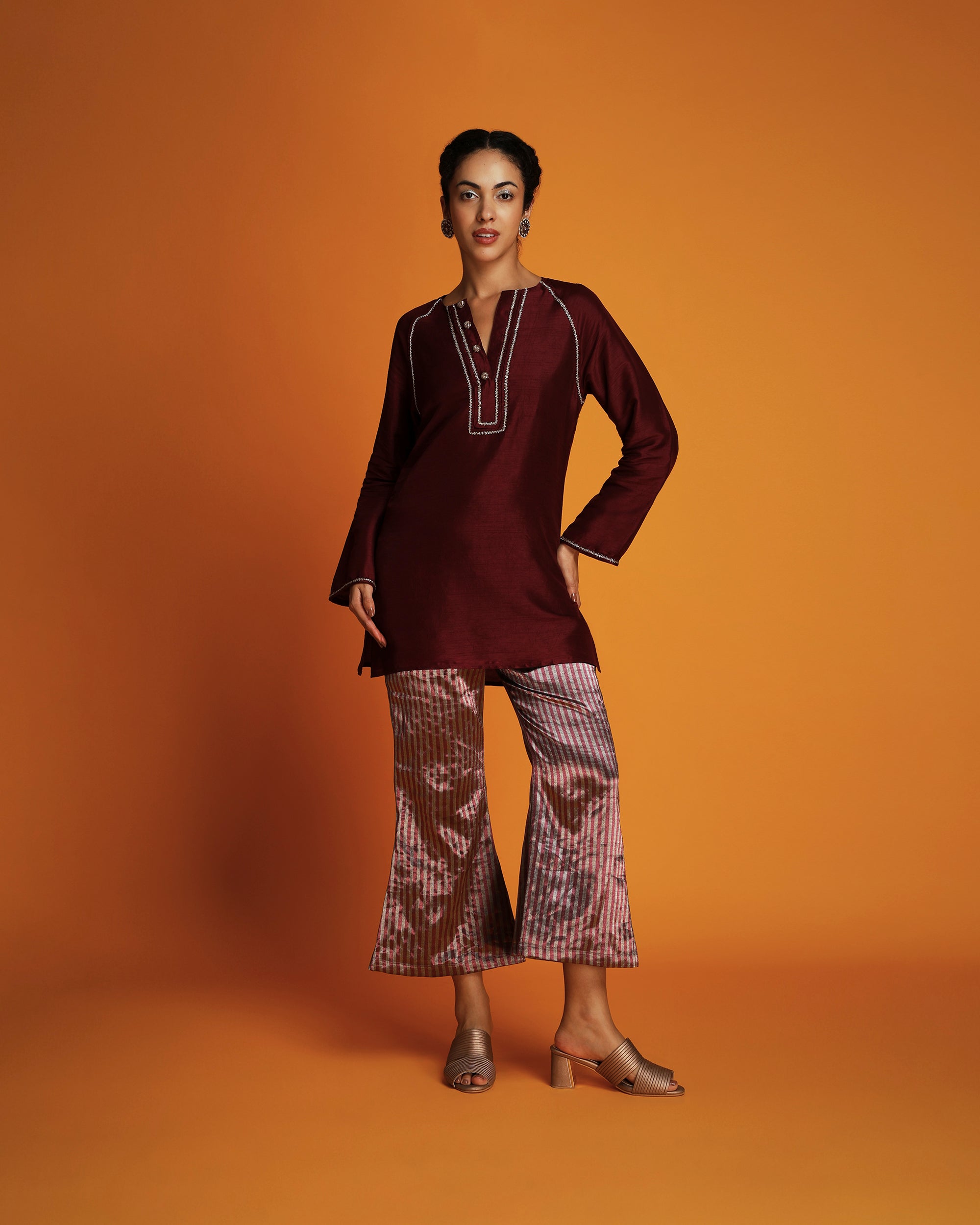 Maroon embroidered tunic