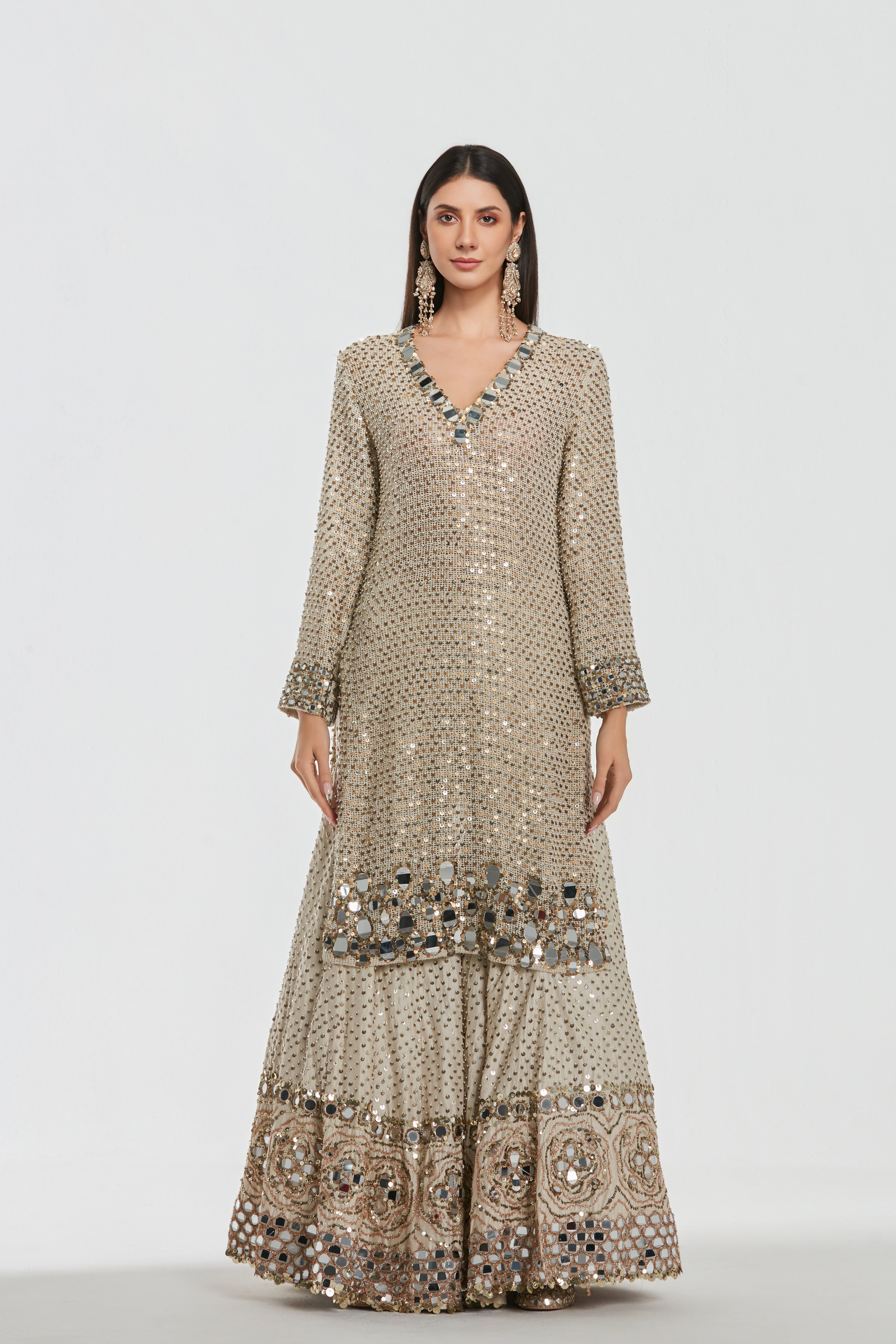 Mirror work , zari , lurex thread , sequins