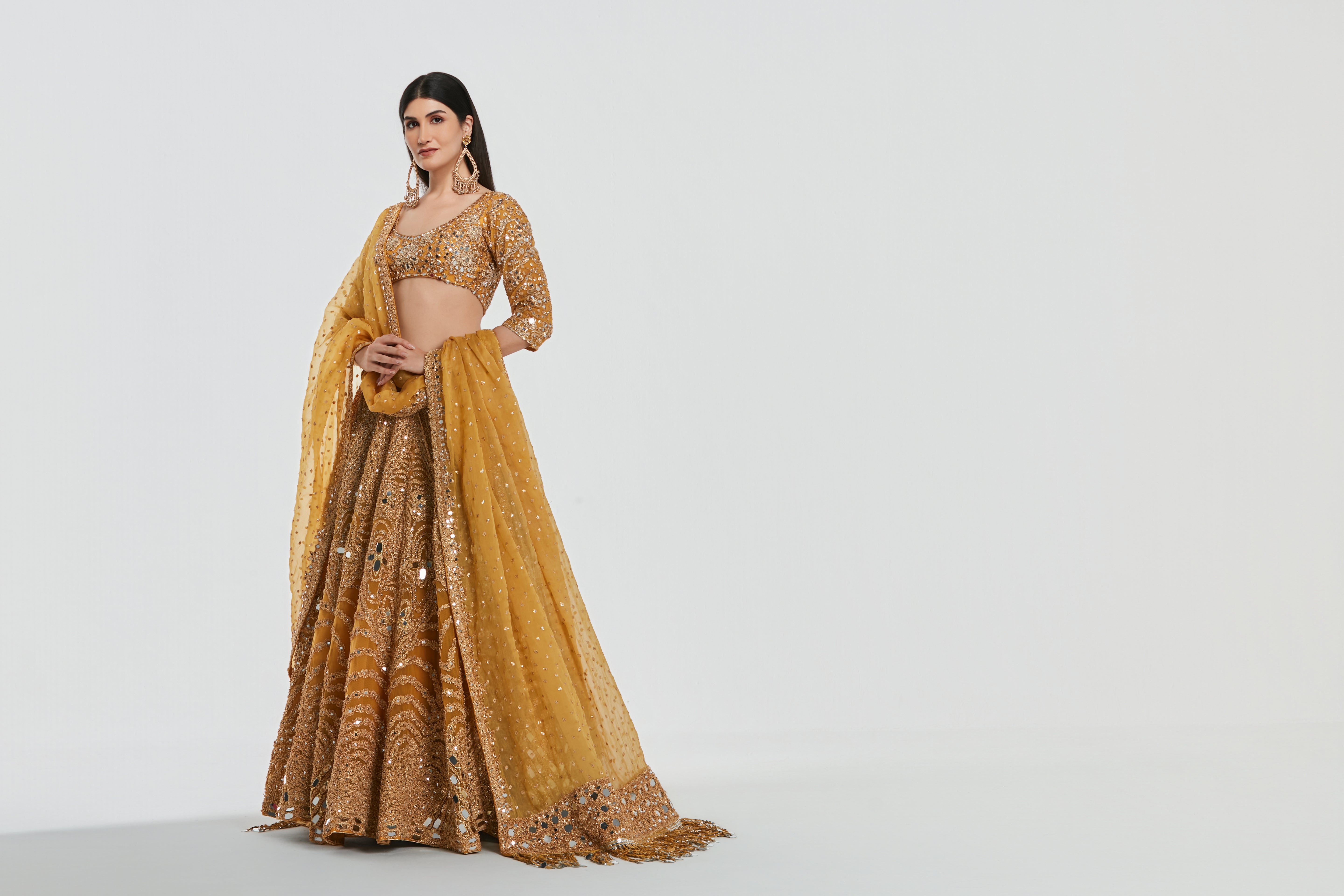 Mirror work, zari , gota